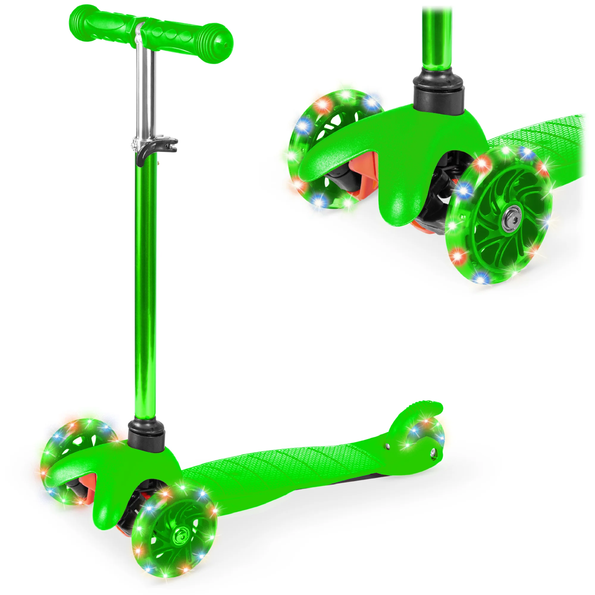 Kids Mini Kick Scooter Toy w/ Colorful Light-Up Wheels, Adjustable T-Bar - Image 53