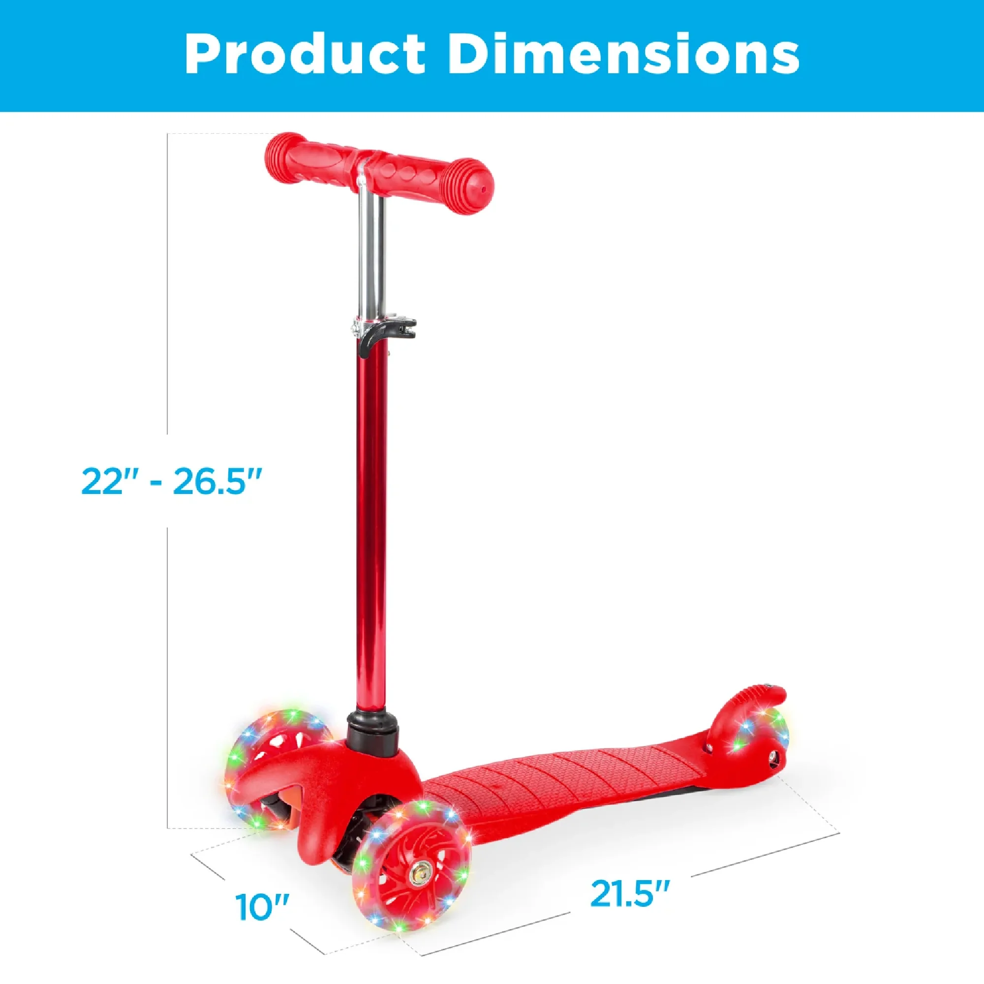 Kids Mini Kick Scooter Toy w/ Colorful Light-Up Wheels, Adjustable T-Bar - Image 7