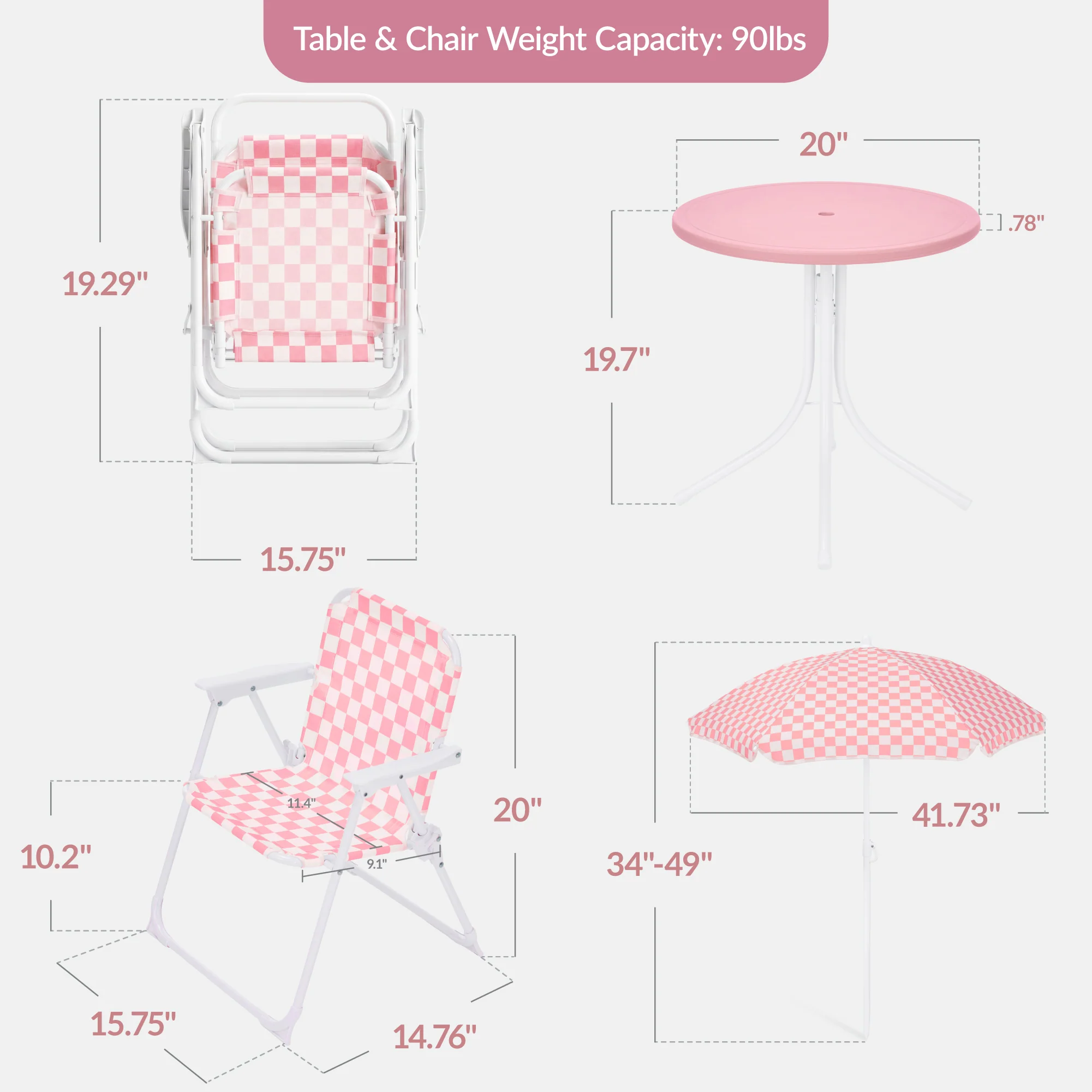 Kids Outdoor Table and Chair Set with Umbrella, Foldable Toddler Set - Image 11