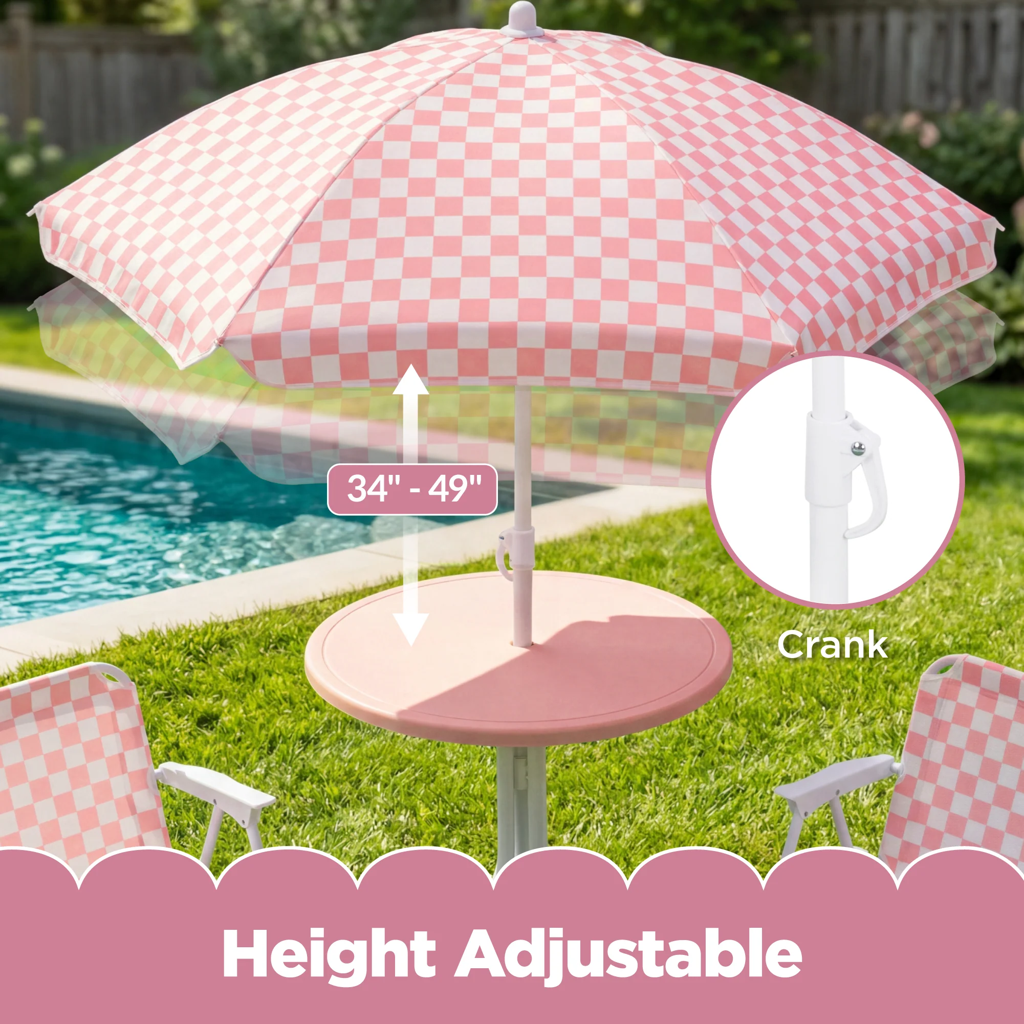 Kids Outdoor Table and Chair Set with Umbrella, Foldable Toddler Set - Image 15