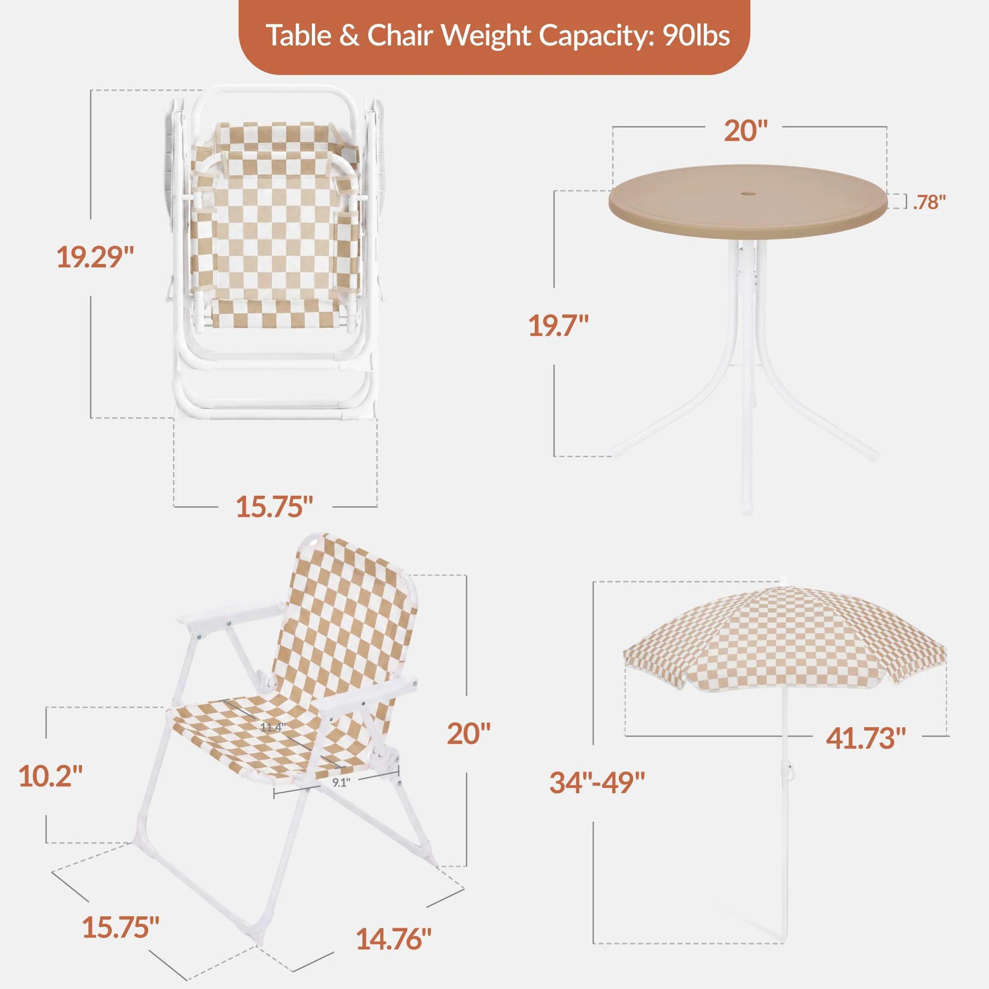 Kids Outdoor Table and Chair Set with Umbrella, Foldable Toddler Set - Image 20