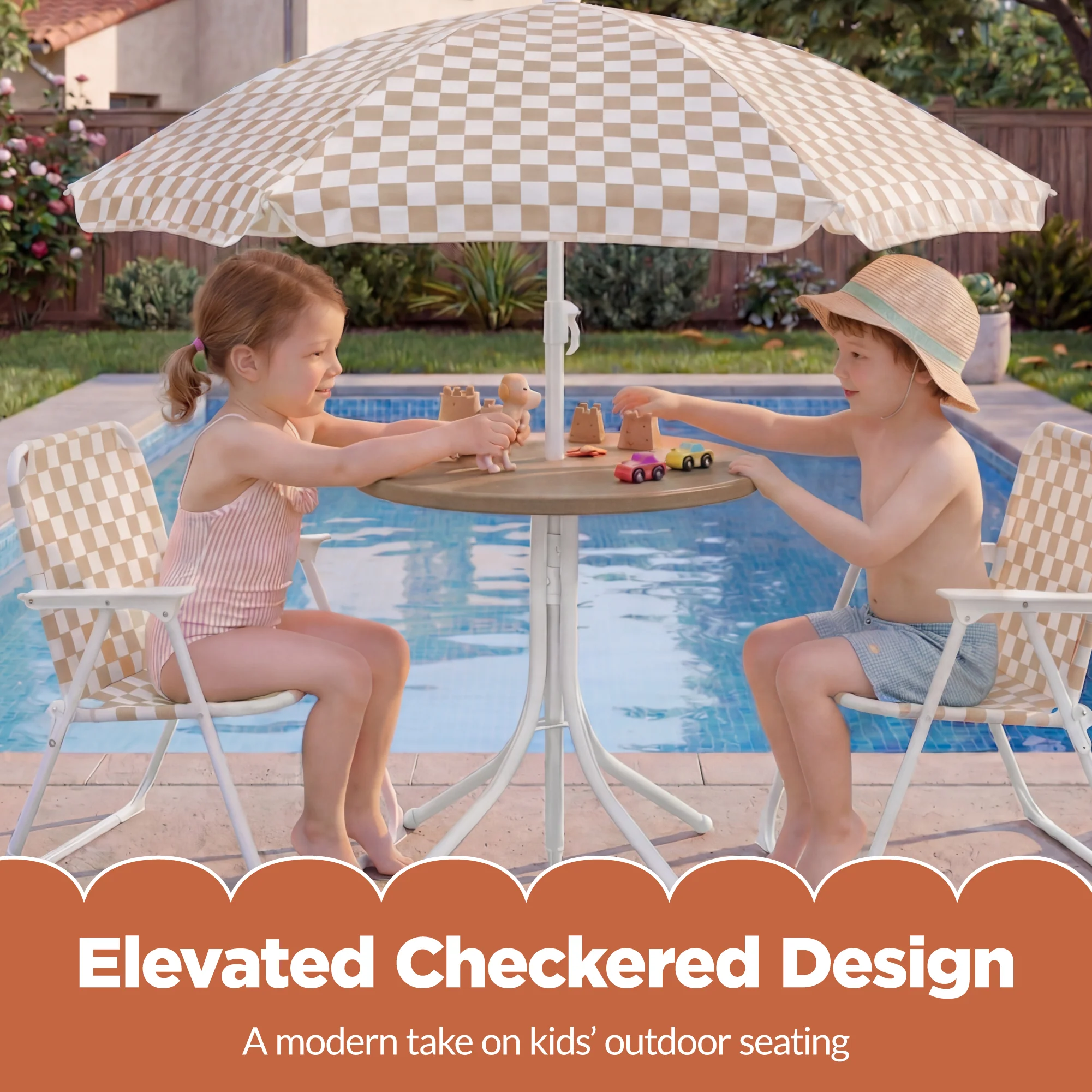 Kids Outdoor Table and Chair Set with Umbrella, Foldable Toddler Set - Image 21