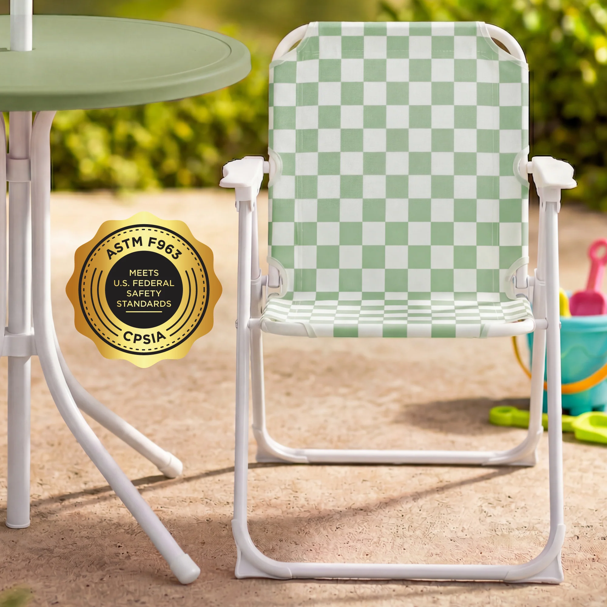 Kids Outdoor Table and Chair Set with Umbrella, Foldable Toddler Set - Image 9