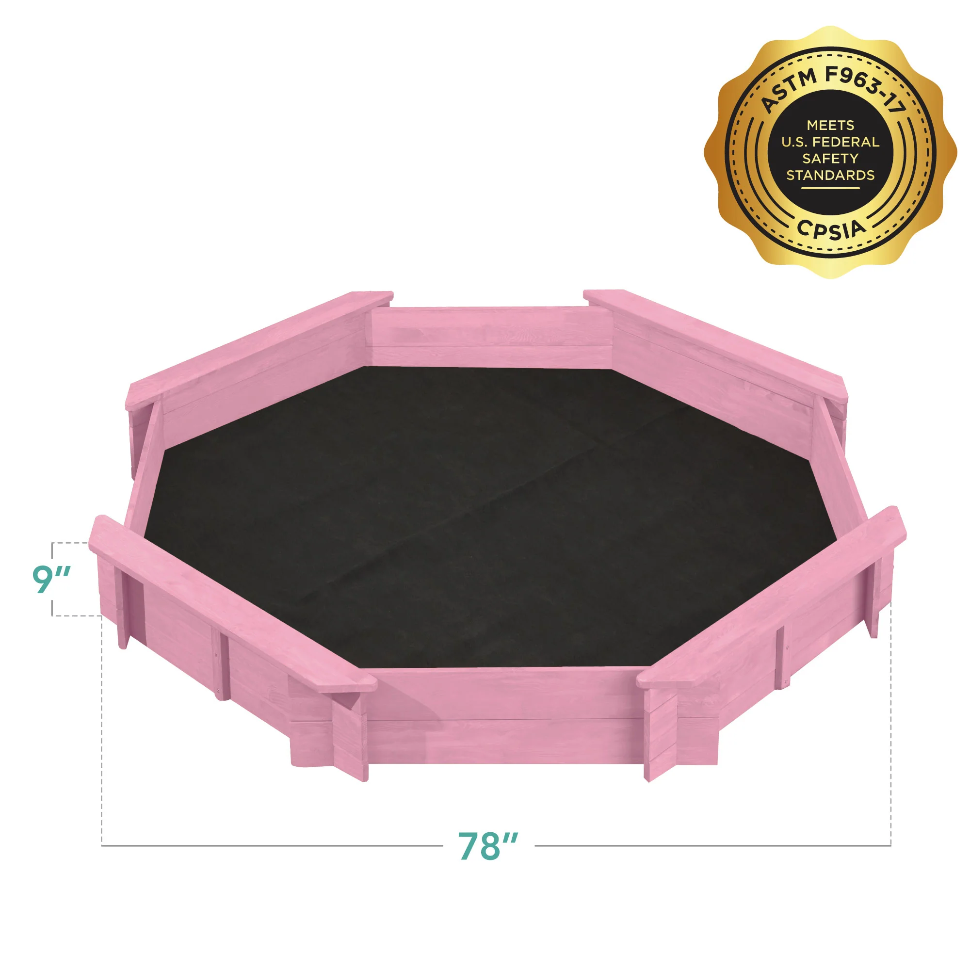 Kid's Wooden Octagonal Sandbox w/ Sand Cover, 4 Reinforced Benches, 8 Seats - Image 40