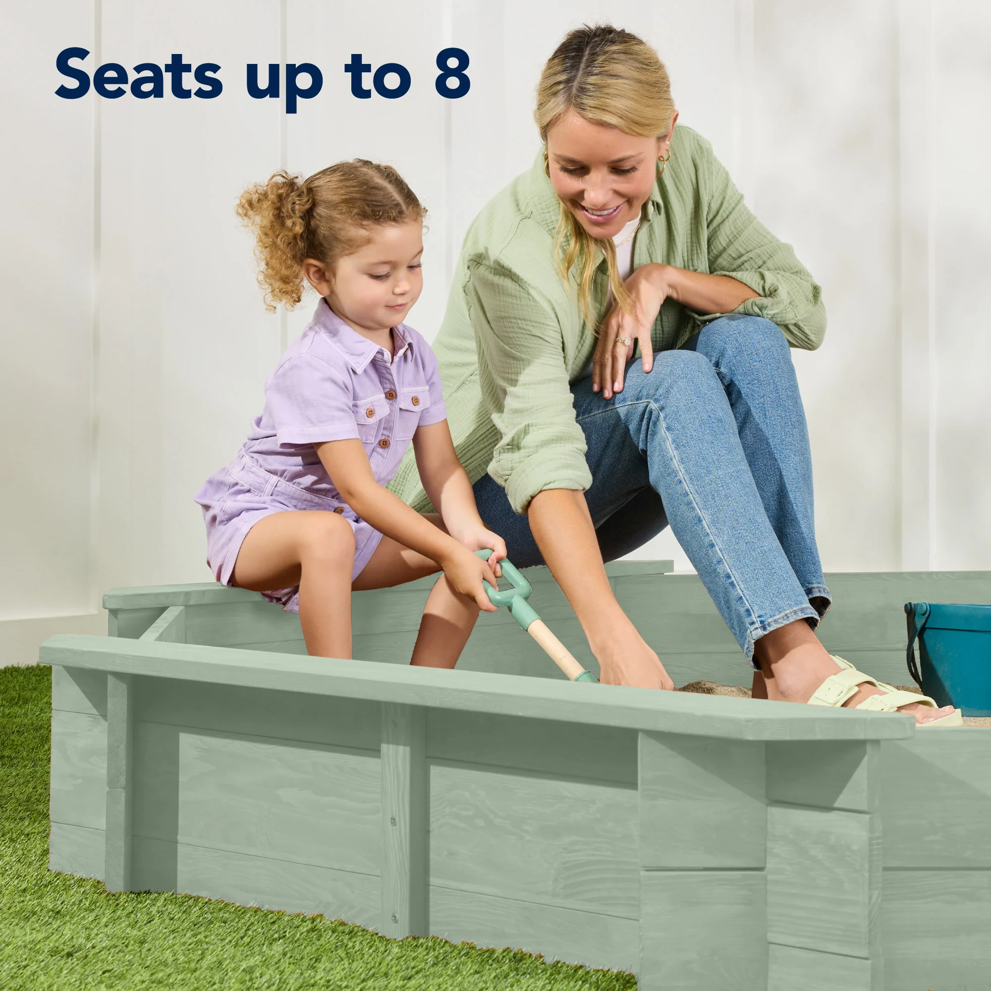 Kid's Wooden Octagonal Sandbox w/ Sand Cover, 4 Reinforced Benches, 8 Seats - Image 44