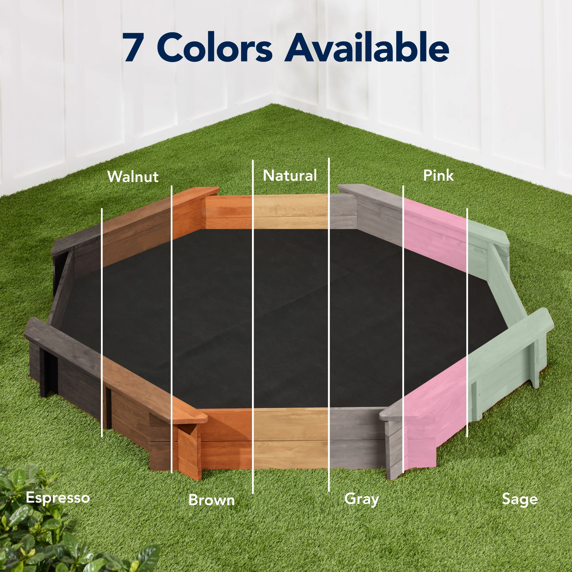 Kid's Wooden Octagonal Sandbox w/ Sand Cover, 4 Reinforced Benches, 8 Seats - Image 46