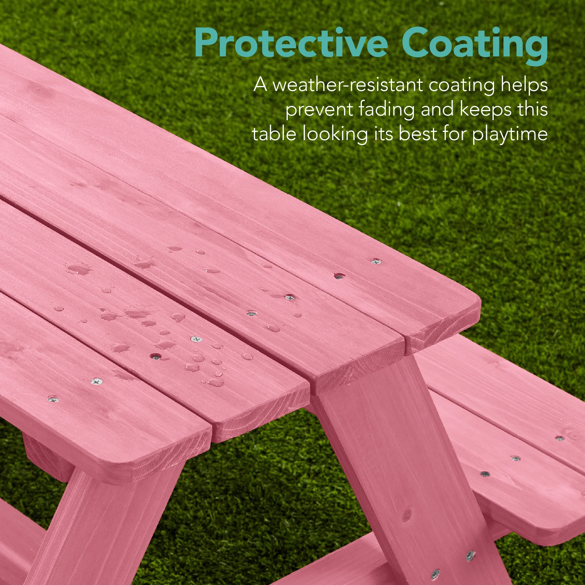 Kids Wooden Outdoor Picnic Table w/ Adjustable Umbrella, Built-In Seats - Image 51