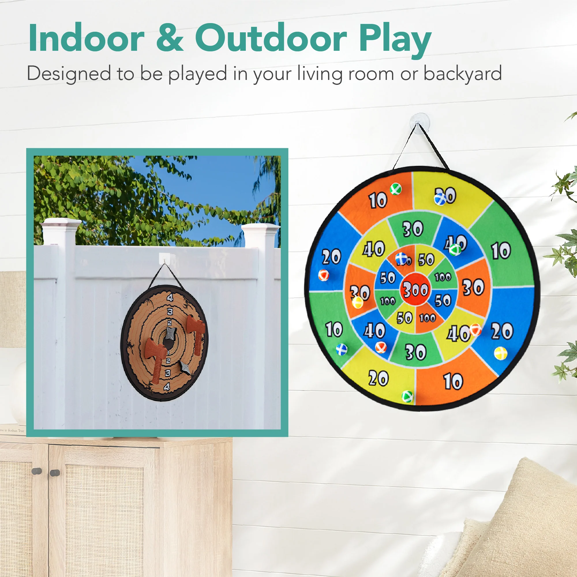 Large Double-Sided Dart Board, Sticky Ball Axe Star Throwing Game - Image 5