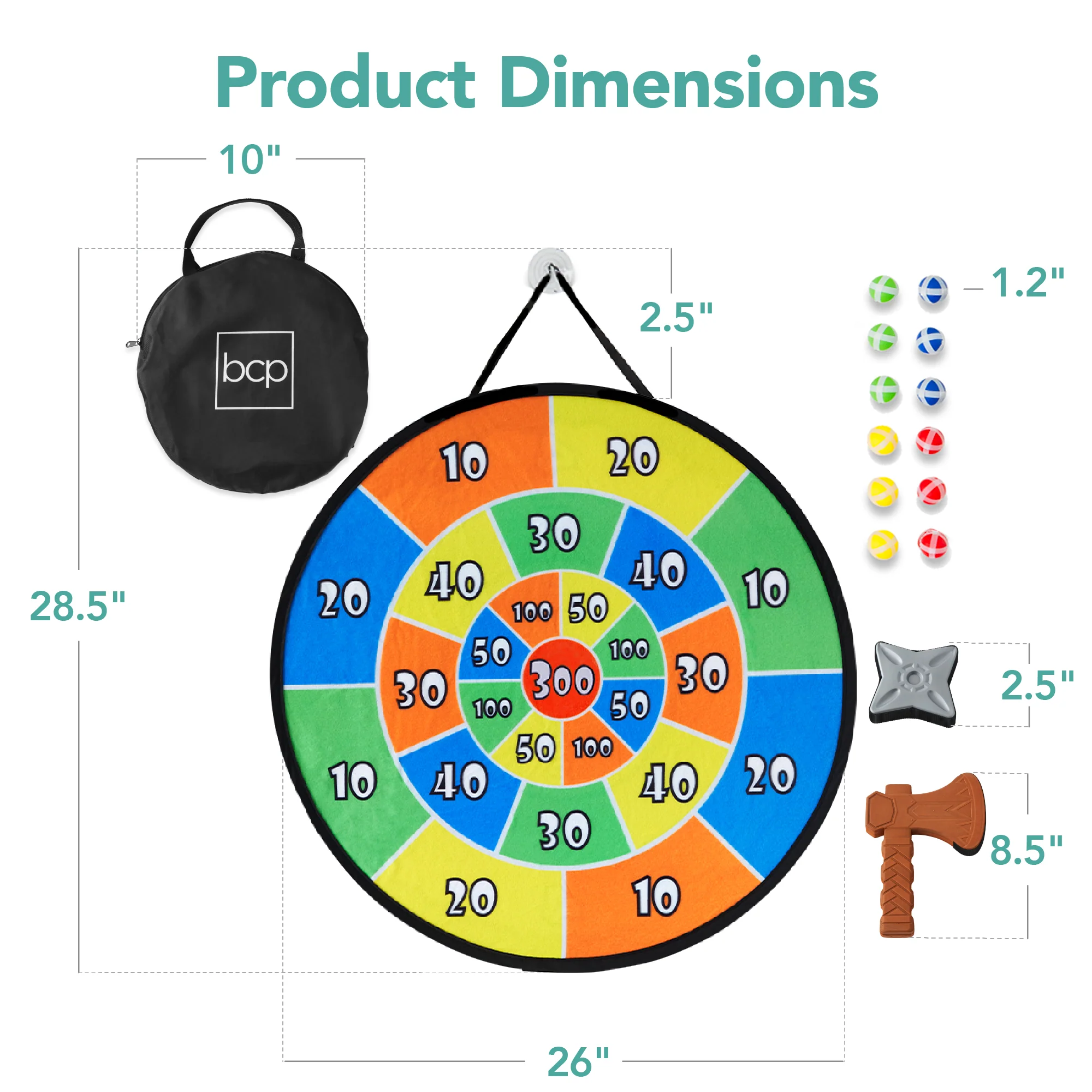Large Double-Sided Dart Board, Sticky Ball Axe Star Throwing Game - Image 7
