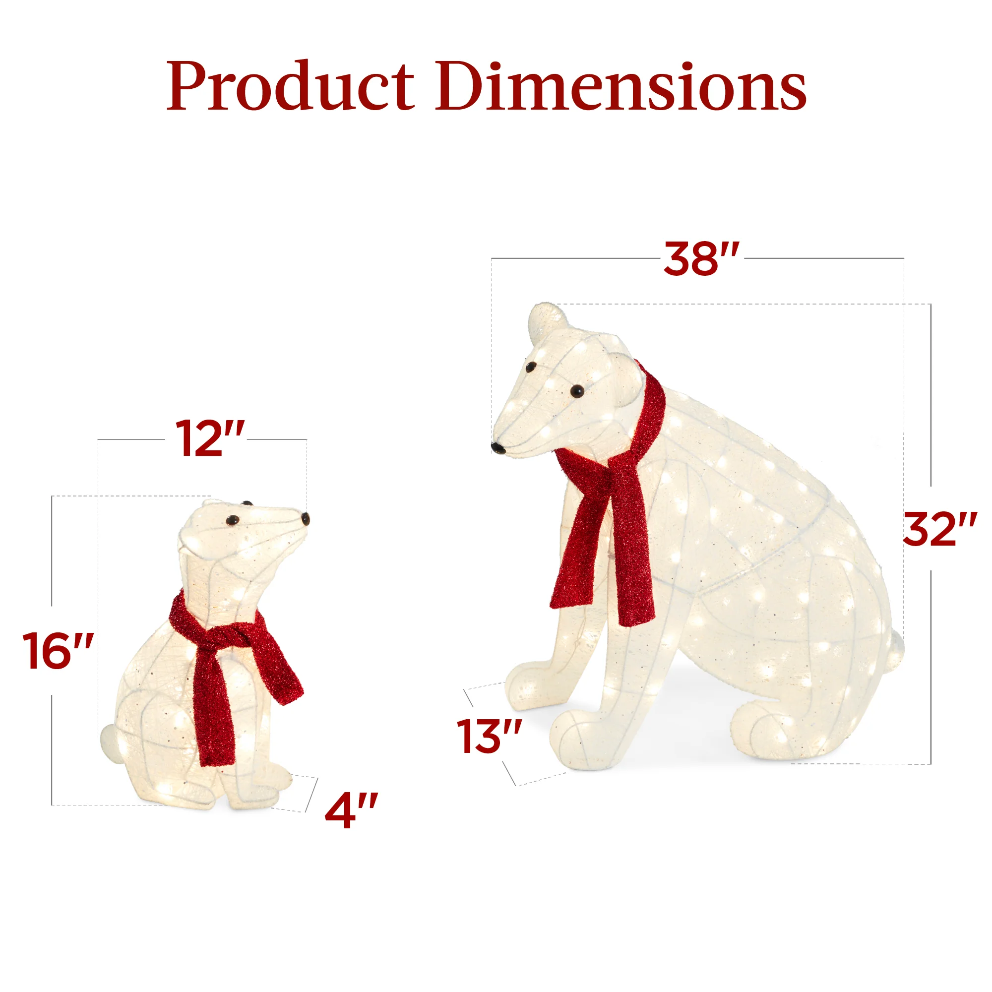 2-Piece Lighted Polar Bear Family Outdoor Decor Set w/ LED Lights - Image 7