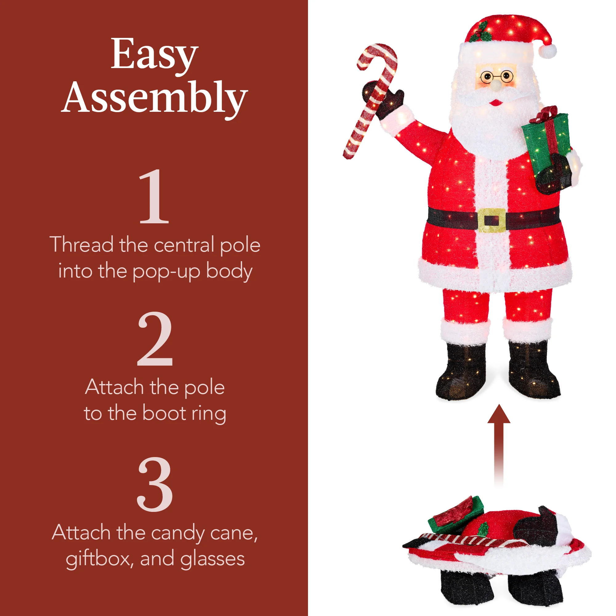 Lighted Pop-Up Santa Claus Outdoor Christmas Decoration w/ LED Lights - Image 21