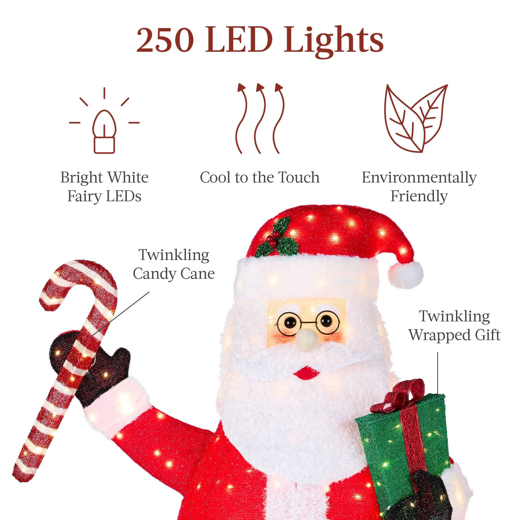 Lighted Pop-Up Santa Claus Outdoor Christmas Decoration w/ LED Lights - Image 4