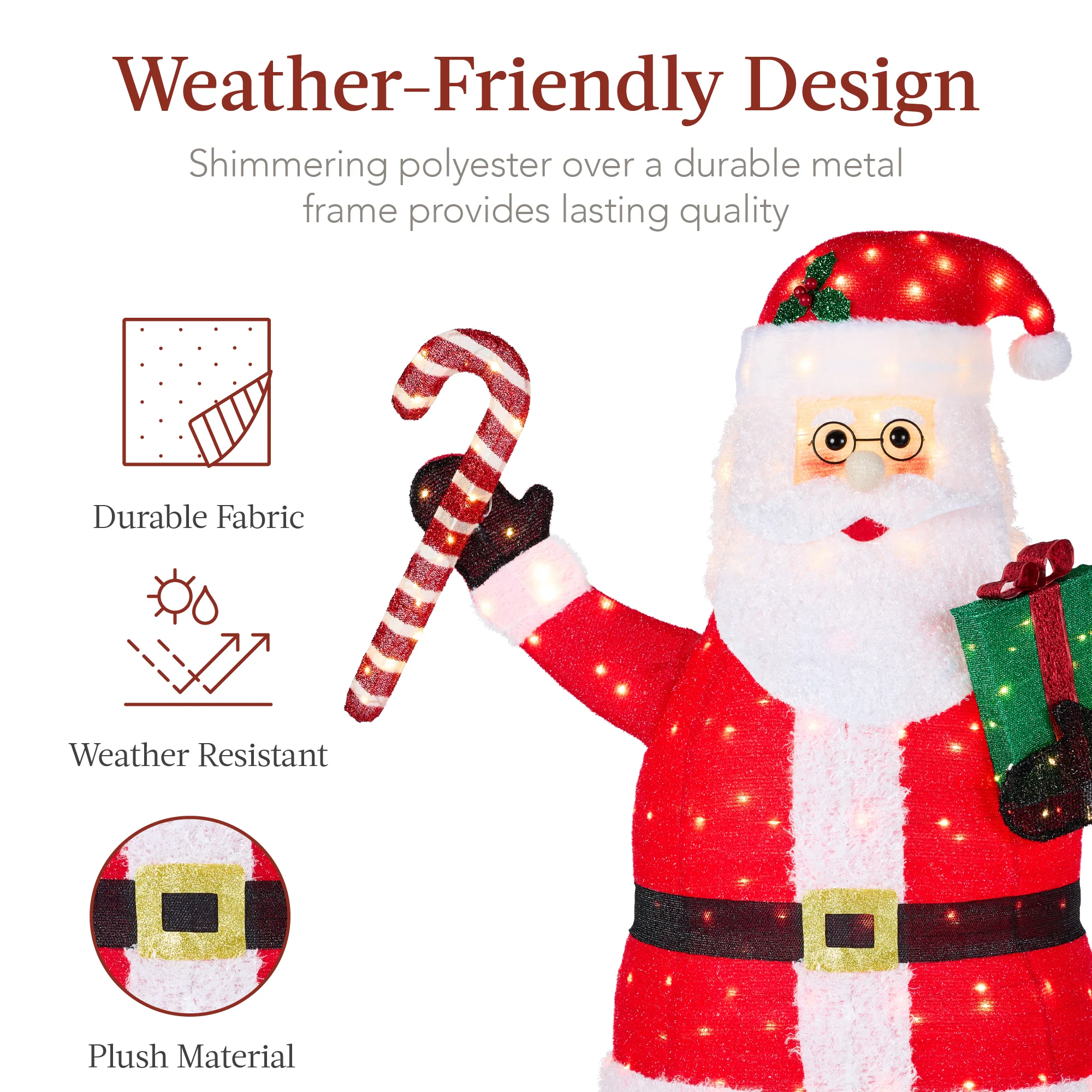 Lighted Pop-Up Santa Claus Outdoor Christmas Decoration w/ LED Lights - Image 6