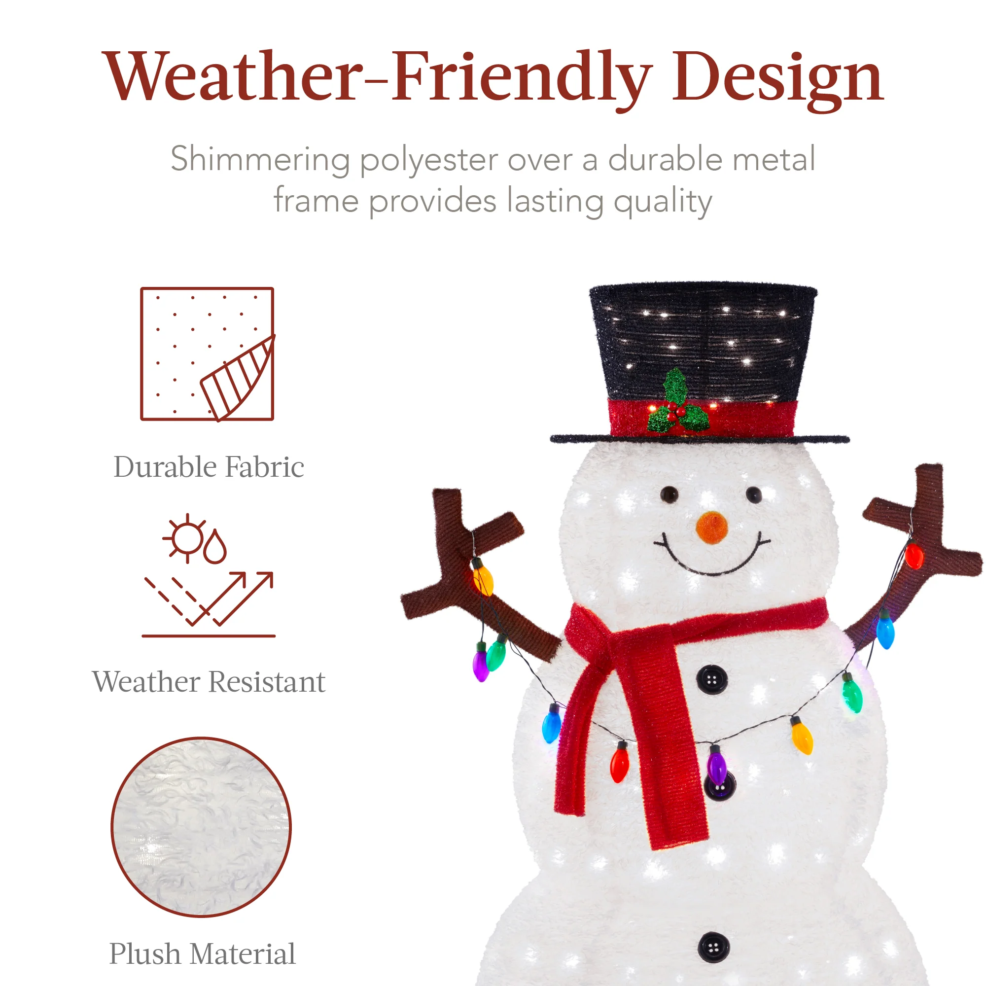Lighted Pop-Up Snowman Outdoor Christmas Decoration w/ LED Lights - Image 6