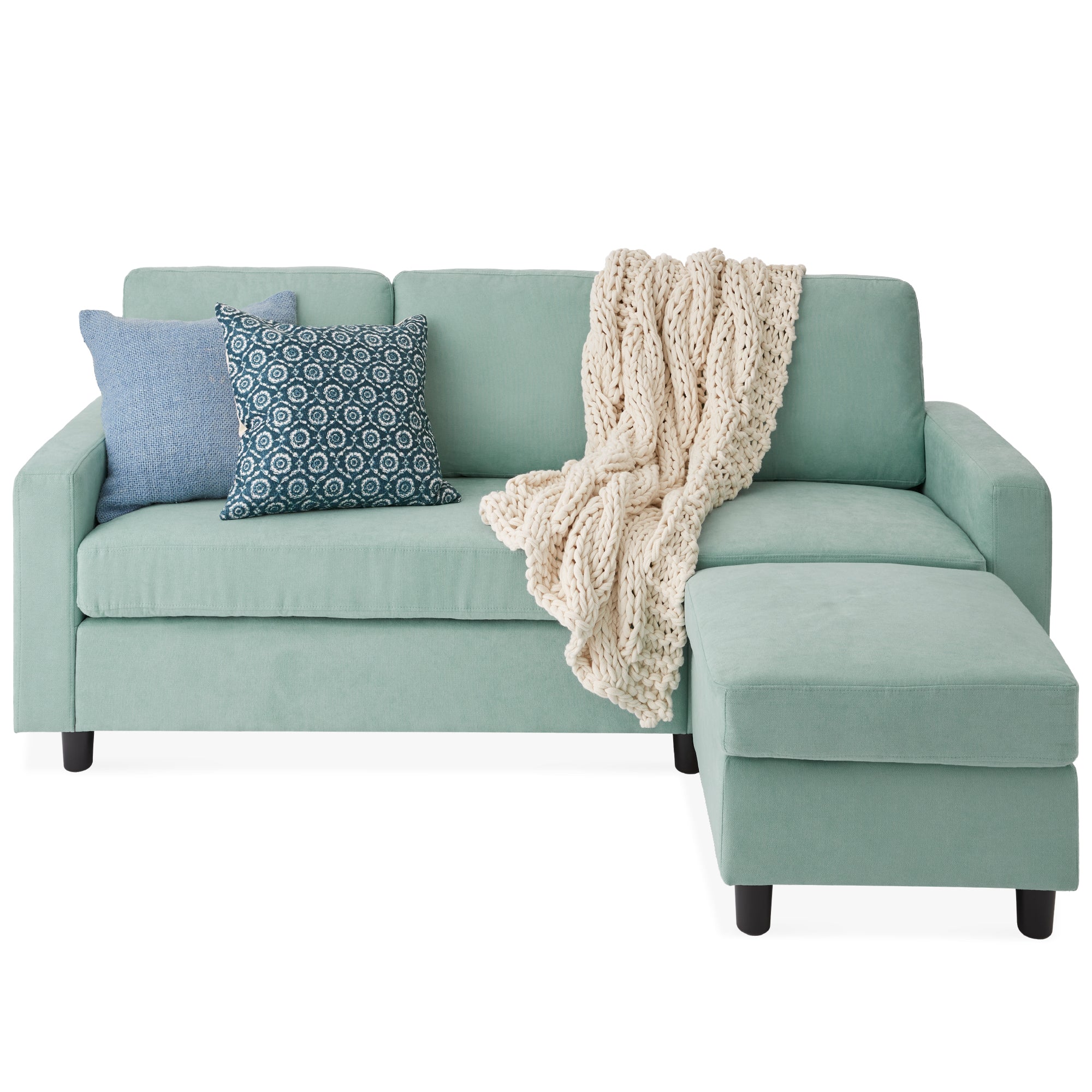 Upholstered Sectional Sofa Couch w/ Chaise Lounge, Reversible Ottoman Bench - Image 71