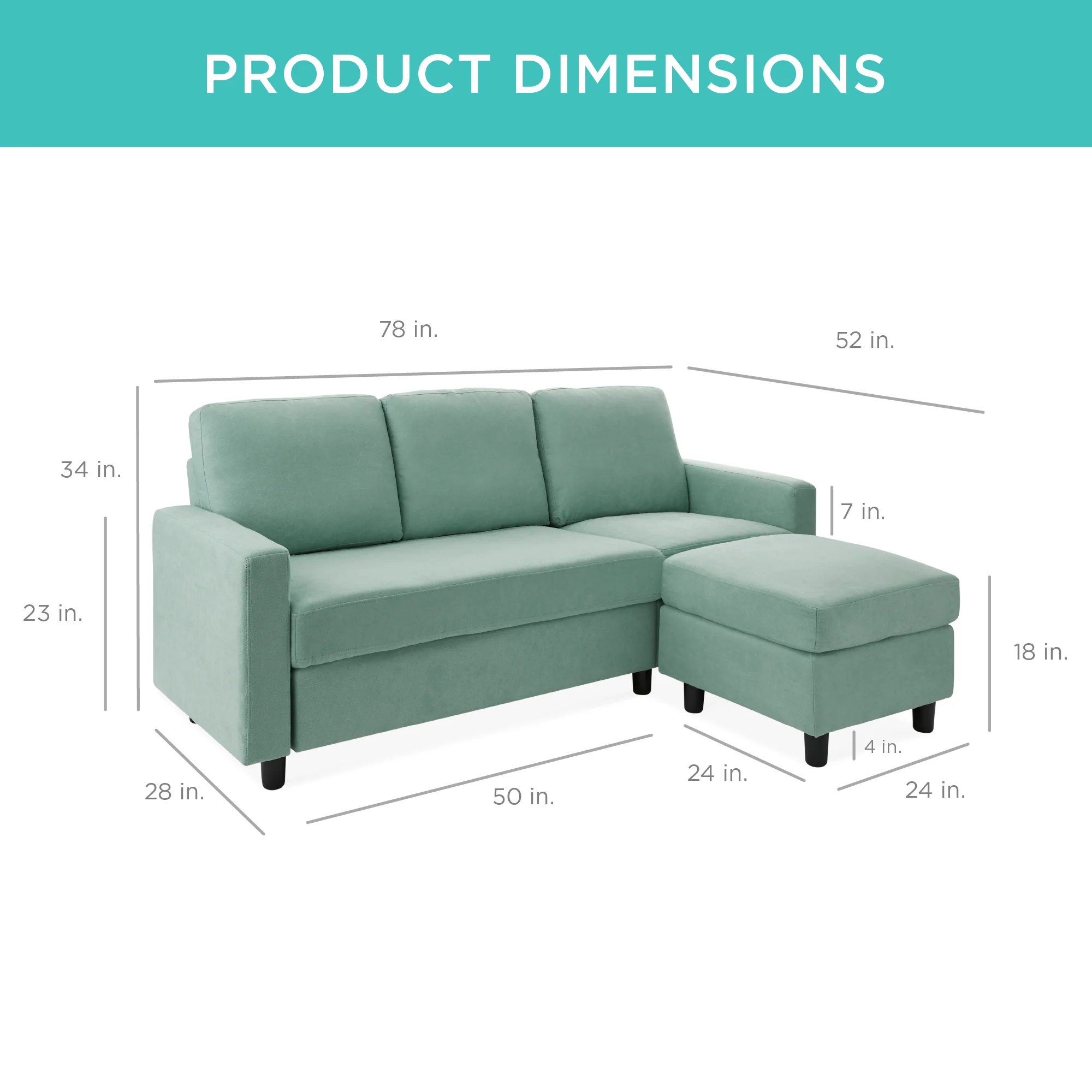 Upholstered Sectional Sofa Couch w/ Chaise Lounge, Reversible Ottoman Bench - Image 77