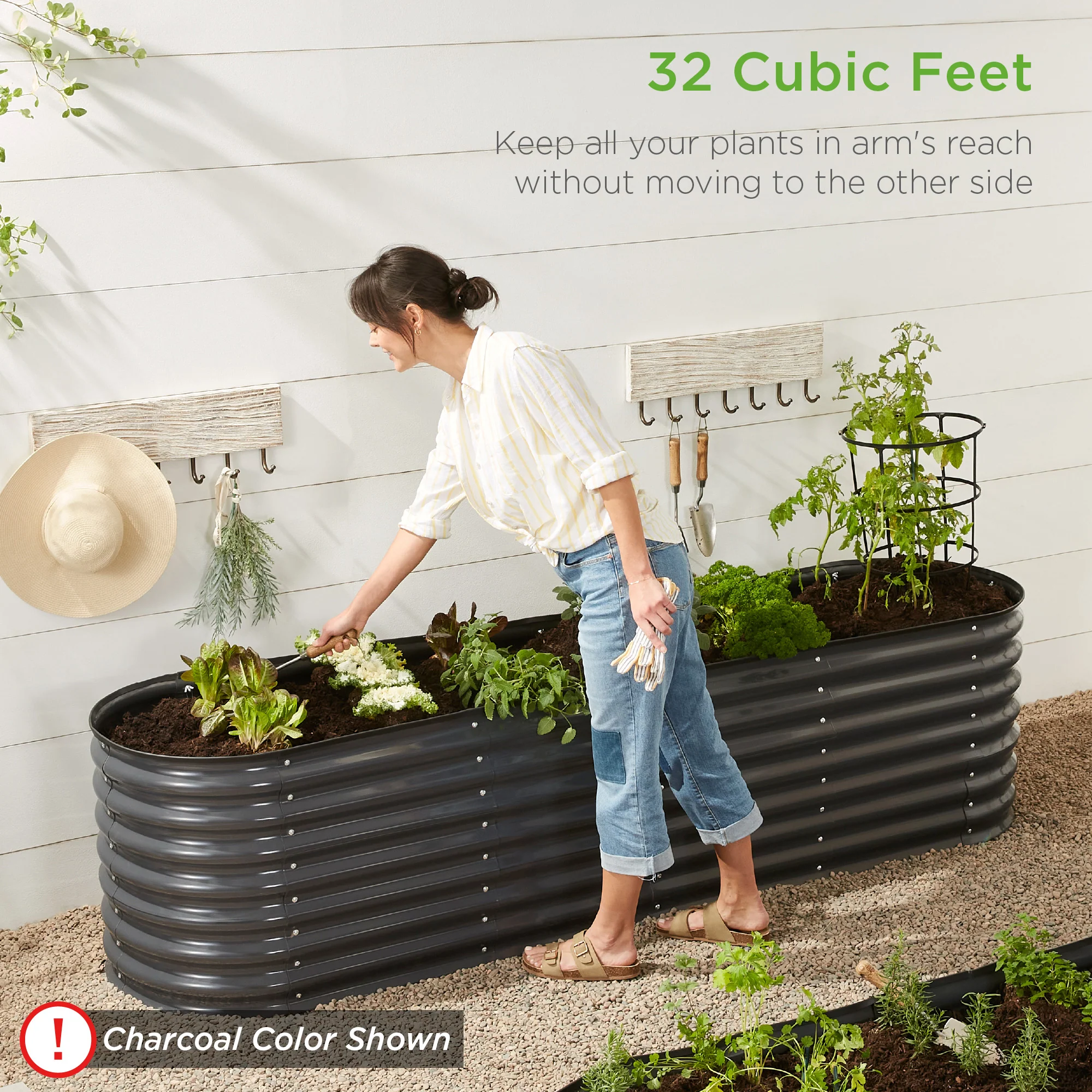 Metal Raised Garden Bed, Oval Outdoor Planter Box for Vegetables - 8x2x2ft - Image 11