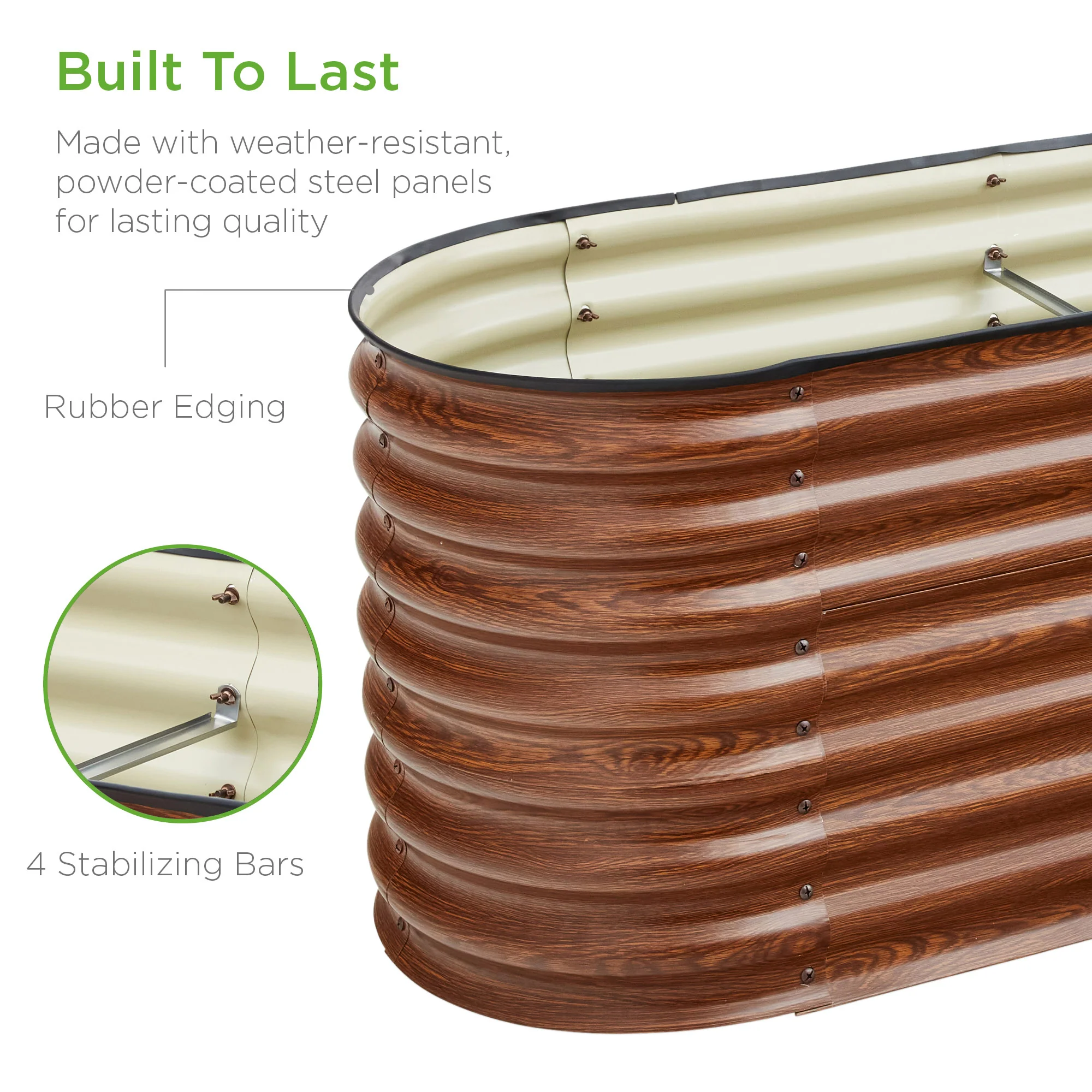 Metal Raised Garden Bed, Oval Outdoor Planter Box for Vegetables - 8x2x2ft - Image 12