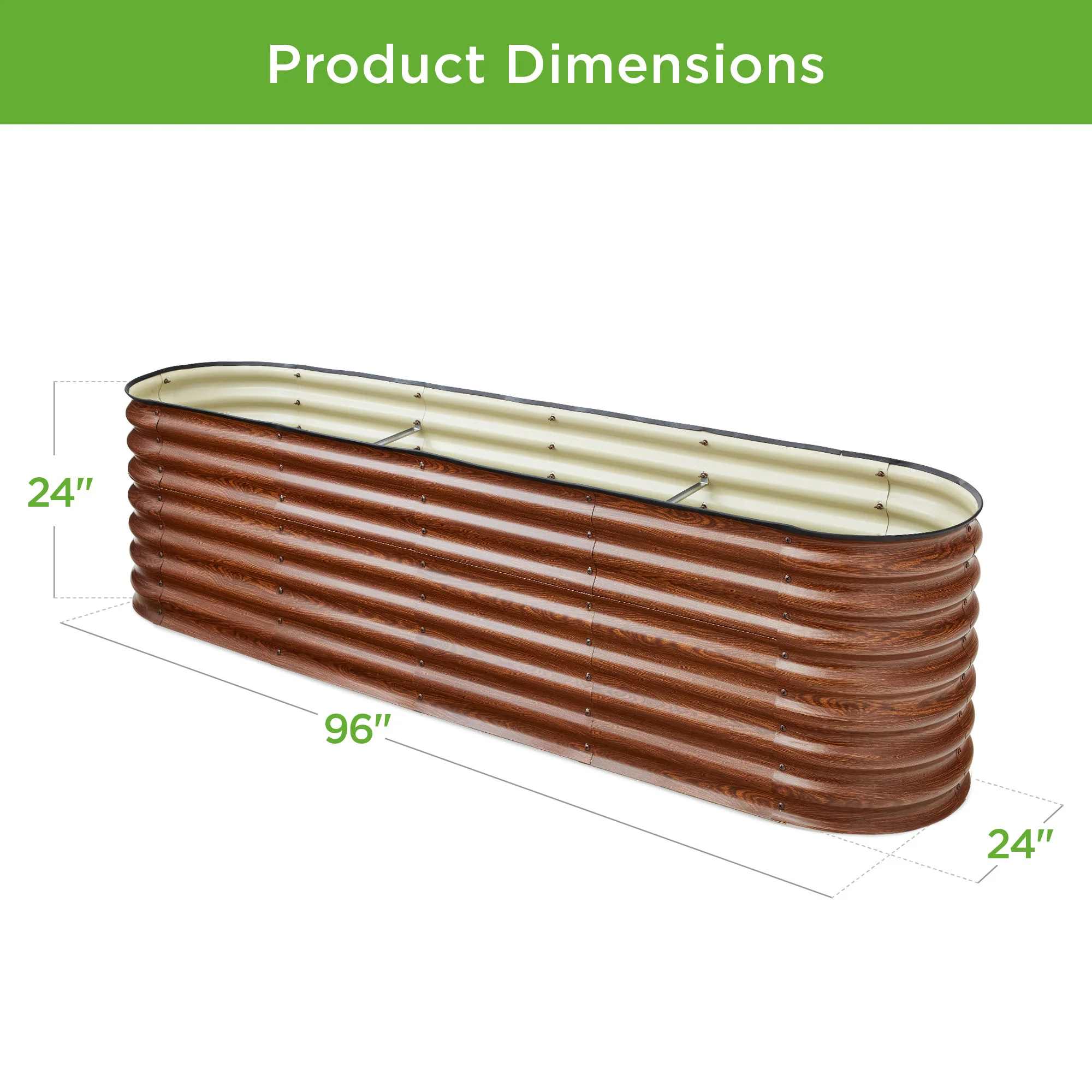 Metal Raised Garden Bed, Oval Outdoor Planter Box for Vegetables - 8x2x2ft - Image 14