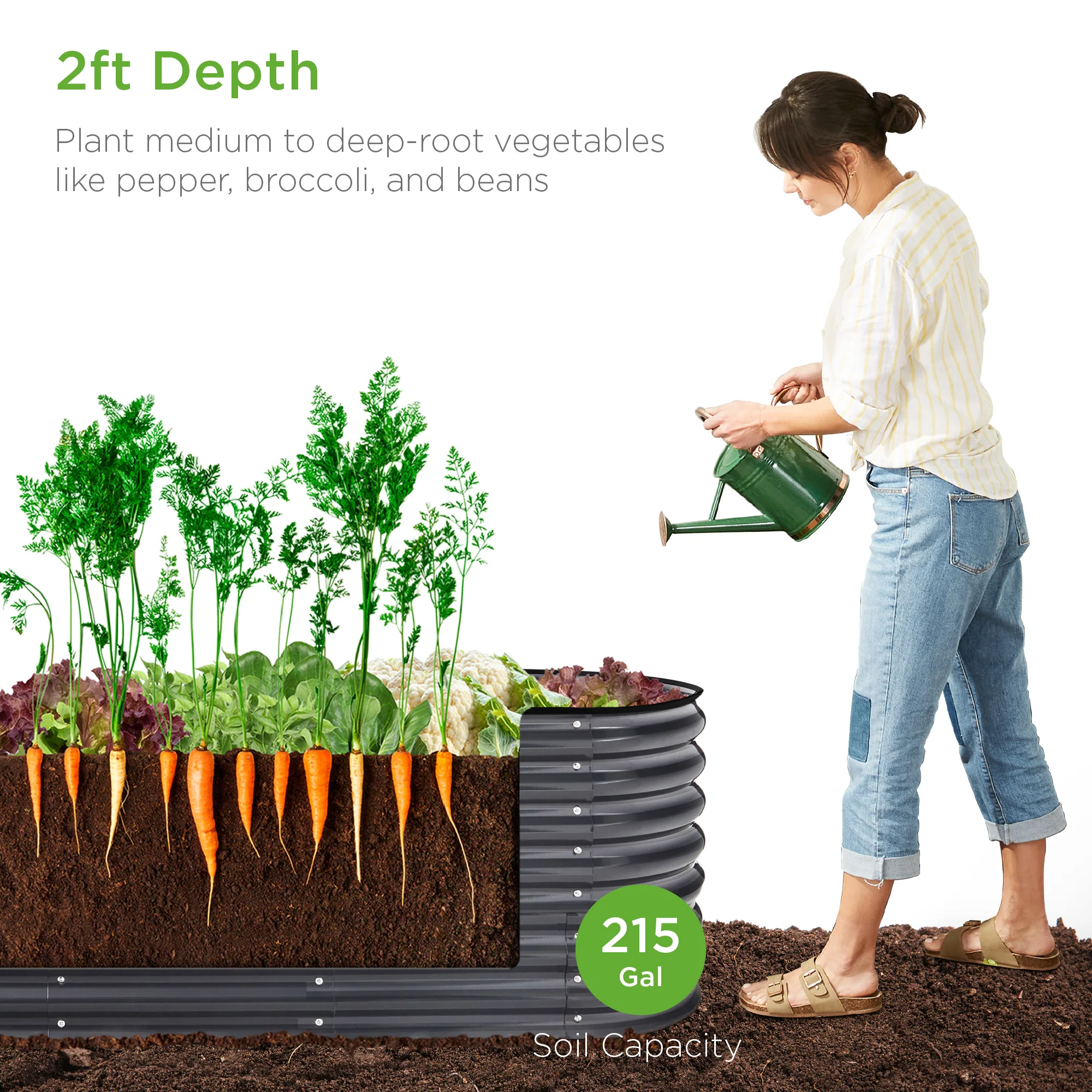 Metal Raised Garden Bed, Oval Outdoor Planter Box for Vegetables - 8x2x2ft - Image 16