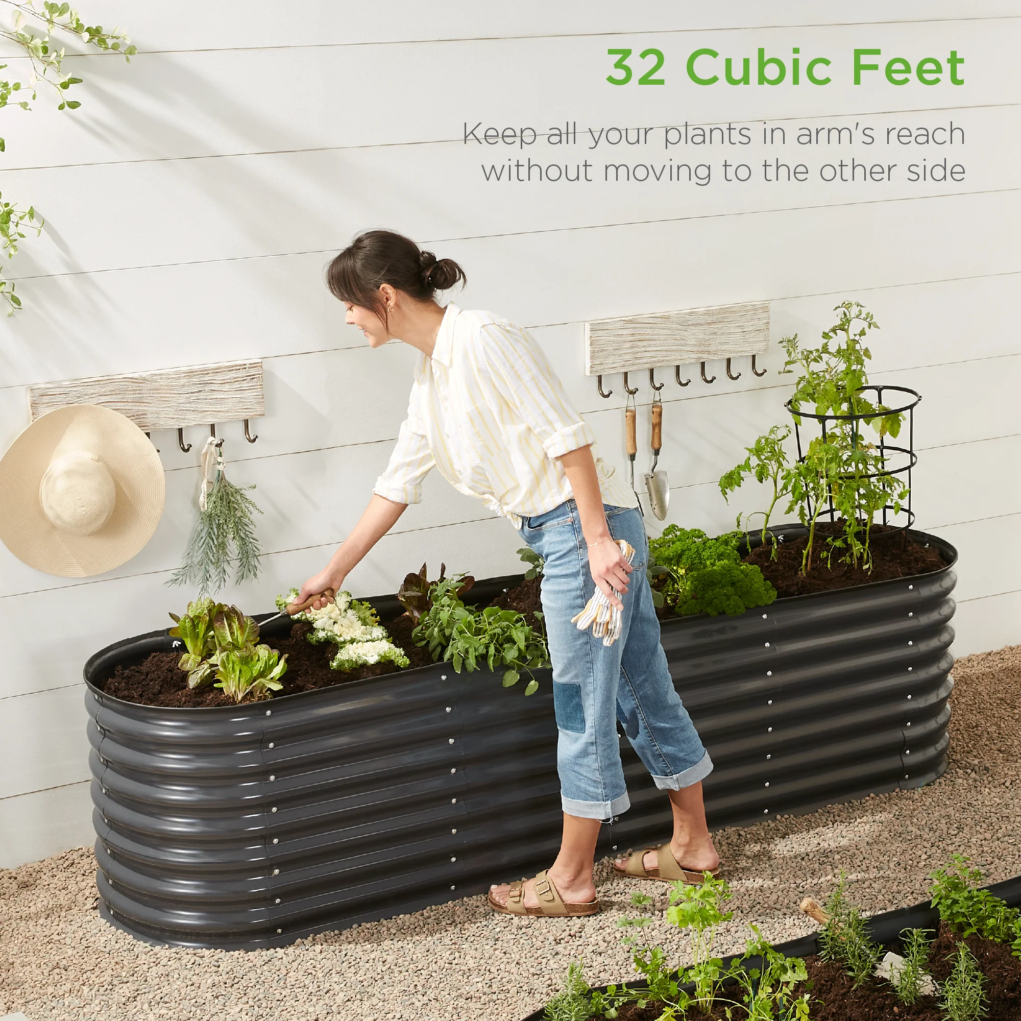 Metal Raised Garden Bed, Oval Outdoor Planter Box for Vegetables - 8x2x2ft - Image 18