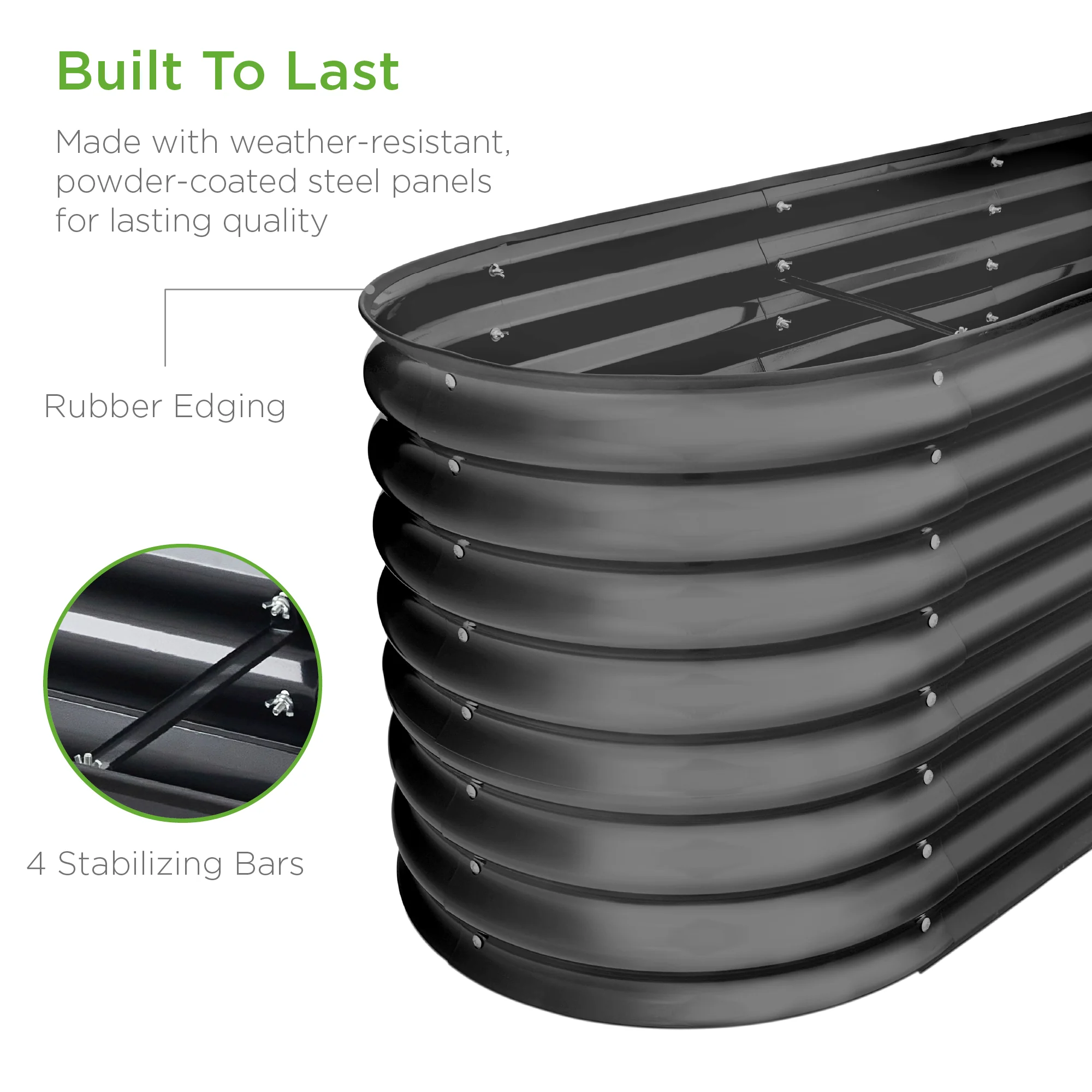 Metal Raised Garden Bed, Oval Outdoor Planter Box for Vegetables - 8x2x2ft - Image 19