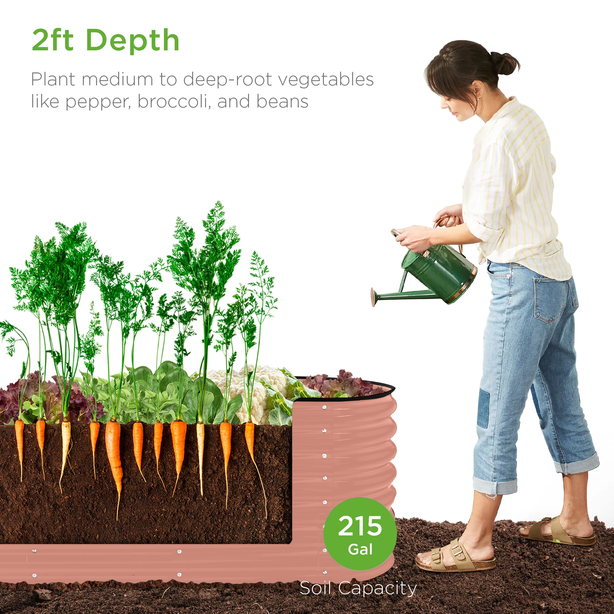 Metal Raised Garden Bed, Oval Outdoor Planter Box for Vegetables - 8x2x2ft - Image 2
