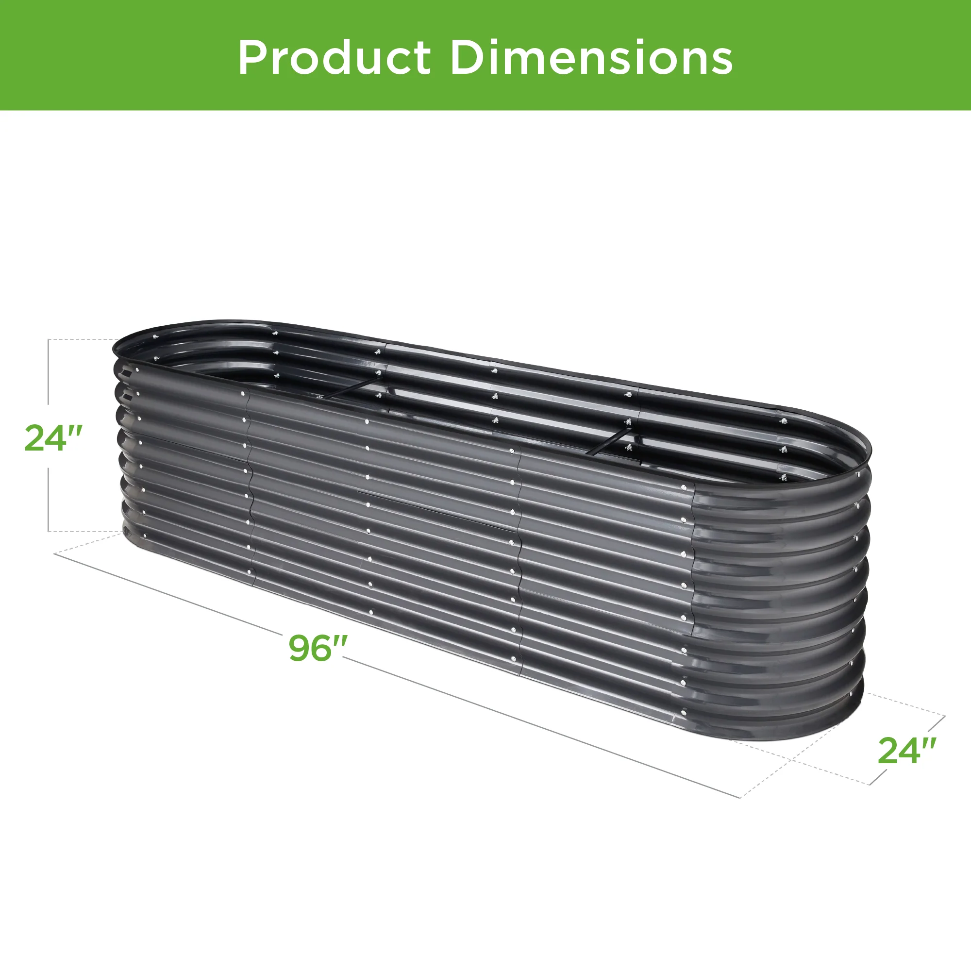 Metal Raised Garden Bed, Oval Outdoor Planter Box for Vegetables - 8x2x2ft - Image 21