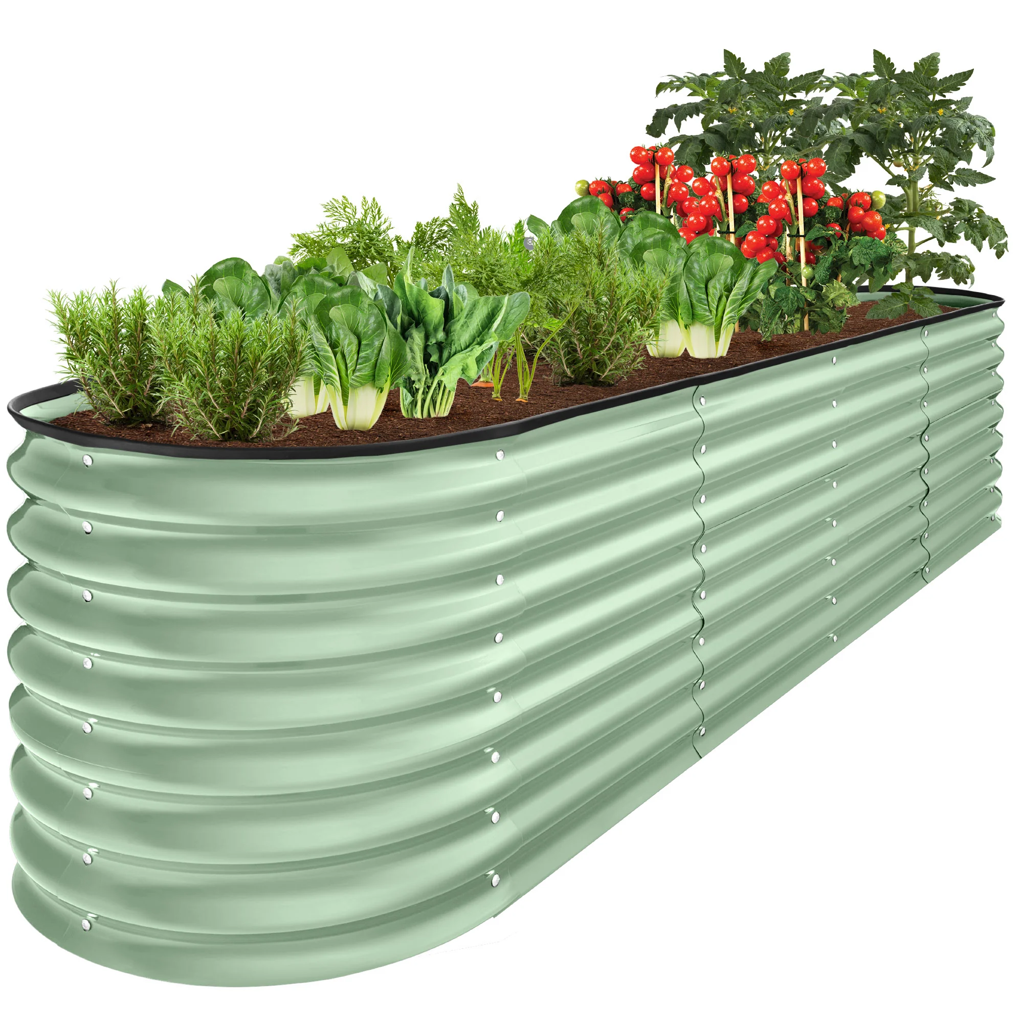 Metal Raised Garden Bed, Oval Outdoor Planter Box for Vegetables - 8x2x2ft - Image 22
