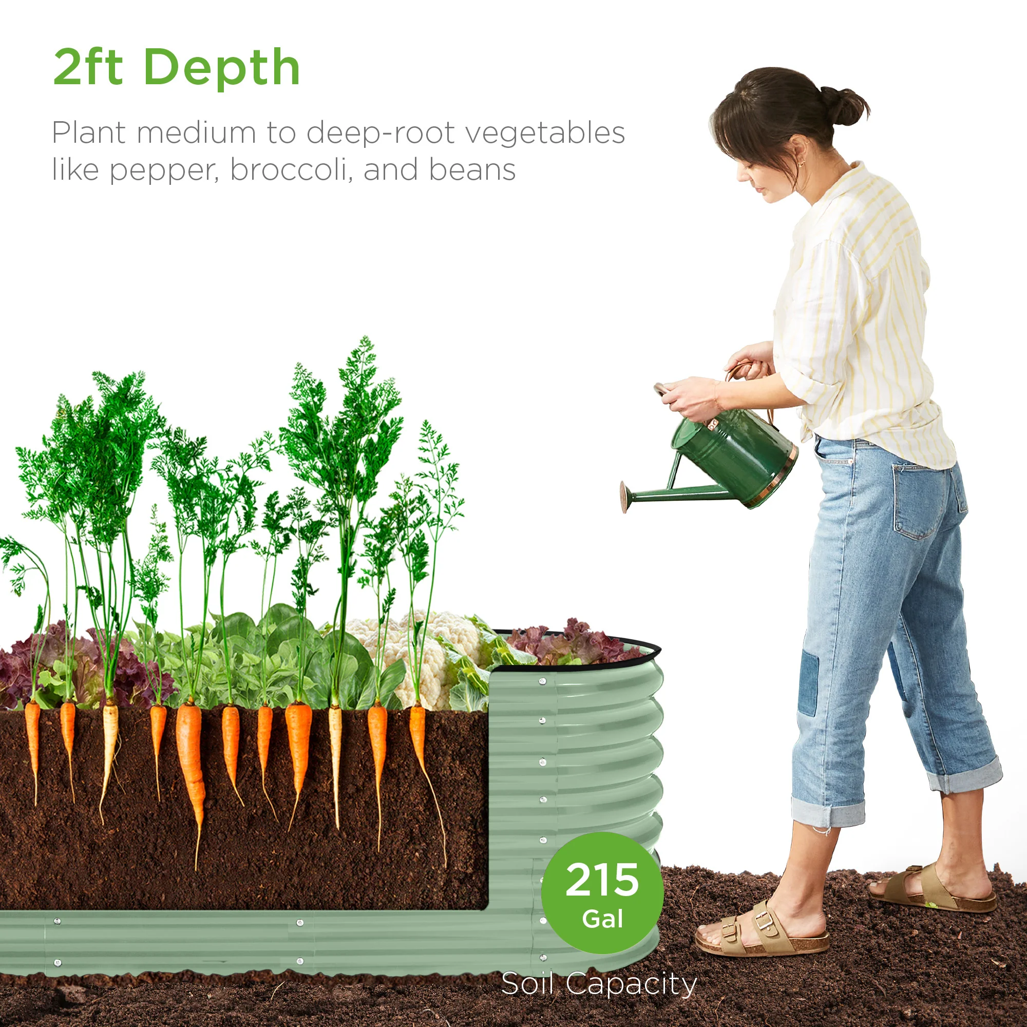 Metal Raised Garden Bed, Oval Outdoor Planter Box for Vegetables - 8x2x2ft - Image 23