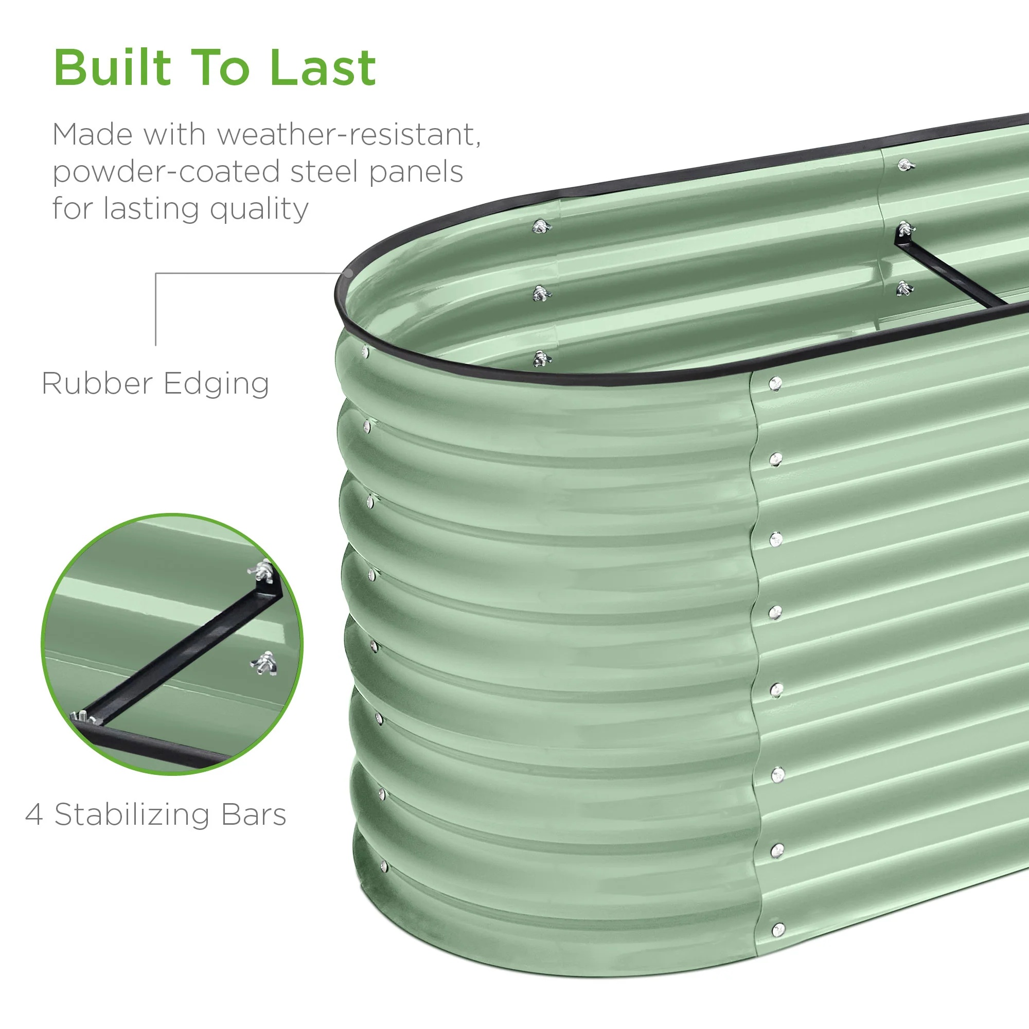 Metal Raised Garden Bed, Oval Outdoor Planter Box for Vegetables - 8x2x2ft - Image 26