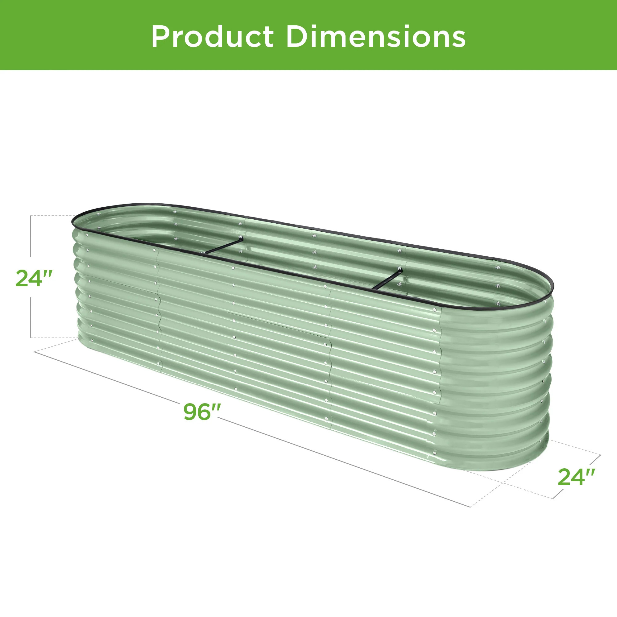 Metal Raised Garden Bed, Oval Outdoor Planter Box for Vegetables - 8x2x2ft - Image 28