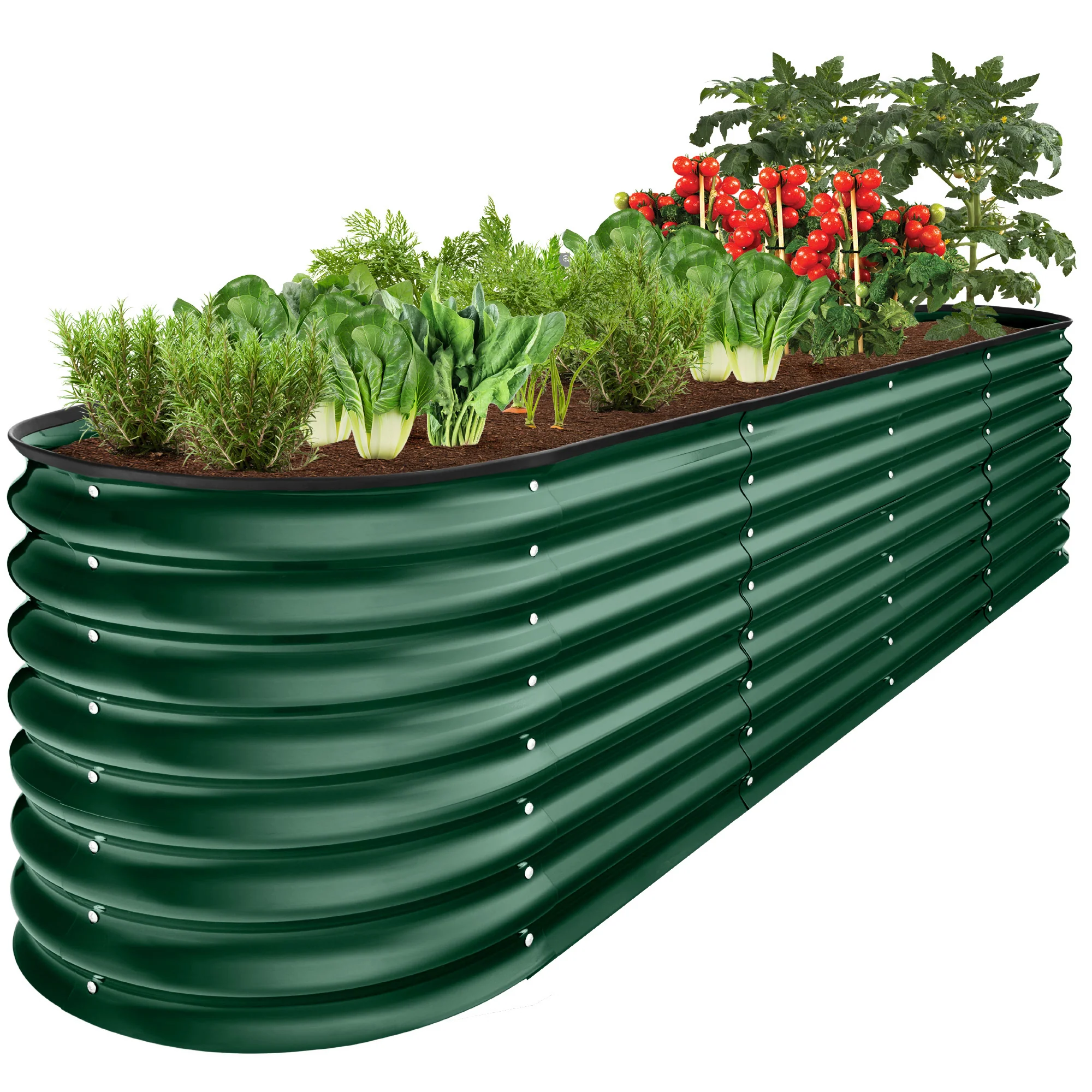 Metal Raised Garden Bed, Oval Outdoor Planter Box for Vegetables - 8x2x2ft - Image 29