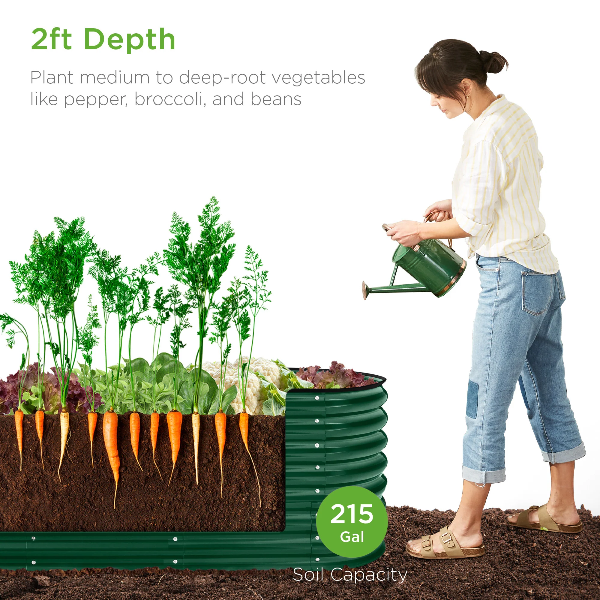 Metal Raised Garden Bed, Oval Outdoor Planter Box for Vegetables - 8x2x2ft - Image 30