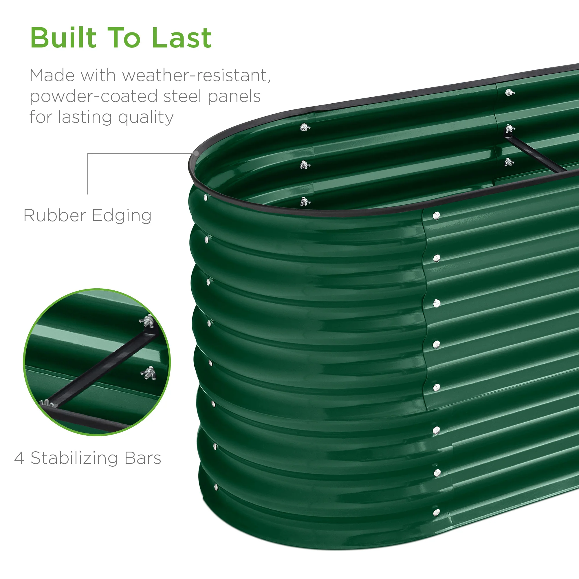 Metal Raised Garden Bed, Oval Outdoor Planter Box for Vegetables - 8x2x2ft - Image 33