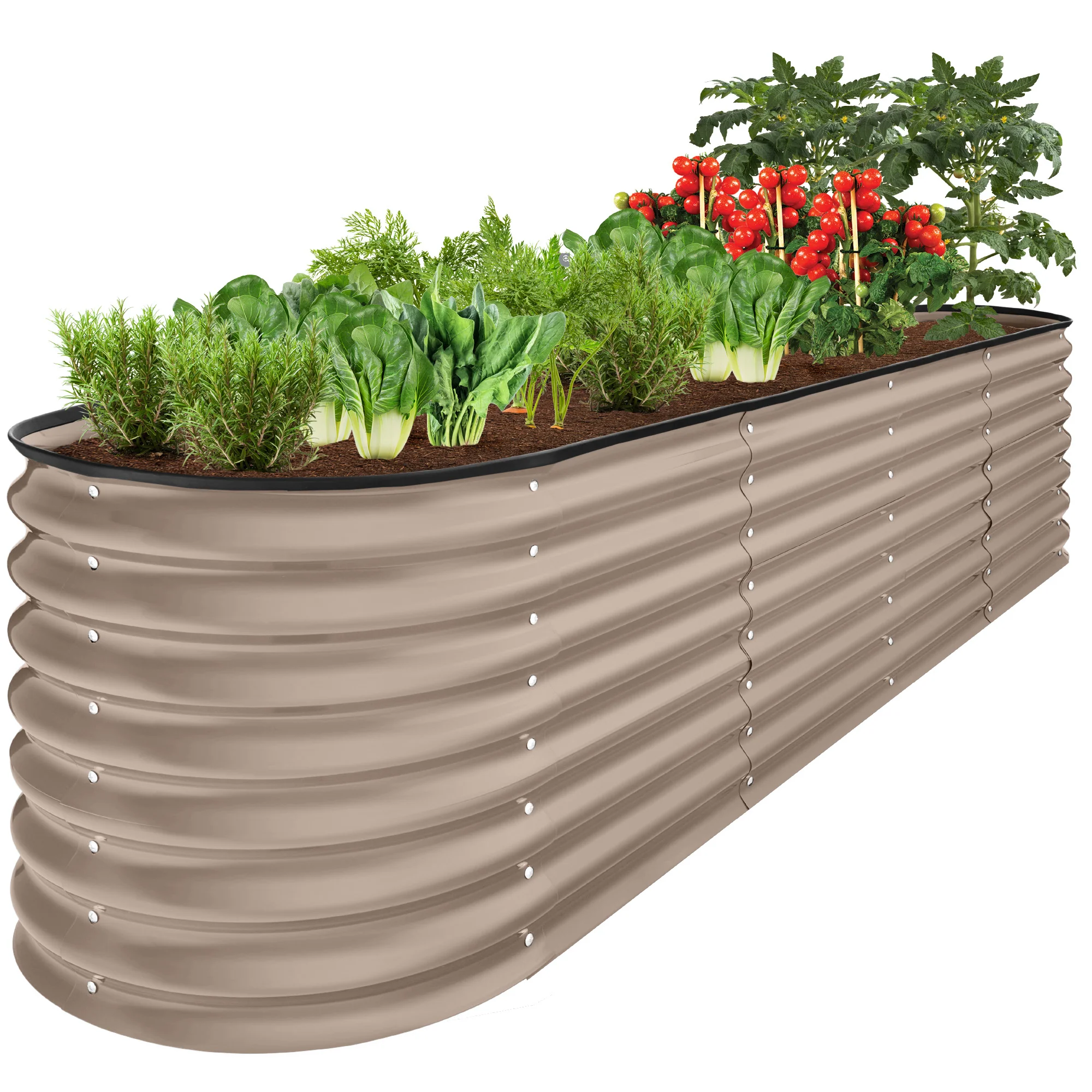 Metal Raised Garden Bed, Oval Outdoor Planter Box for Vegetables - 8x2x2ft - Image 36