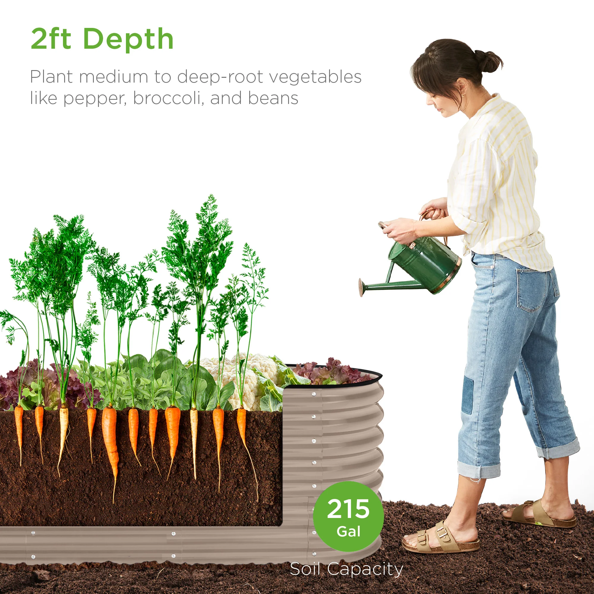 Metal Raised Garden Bed, Oval Outdoor Planter Box for Vegetables - 8x2x2ft - Image 37