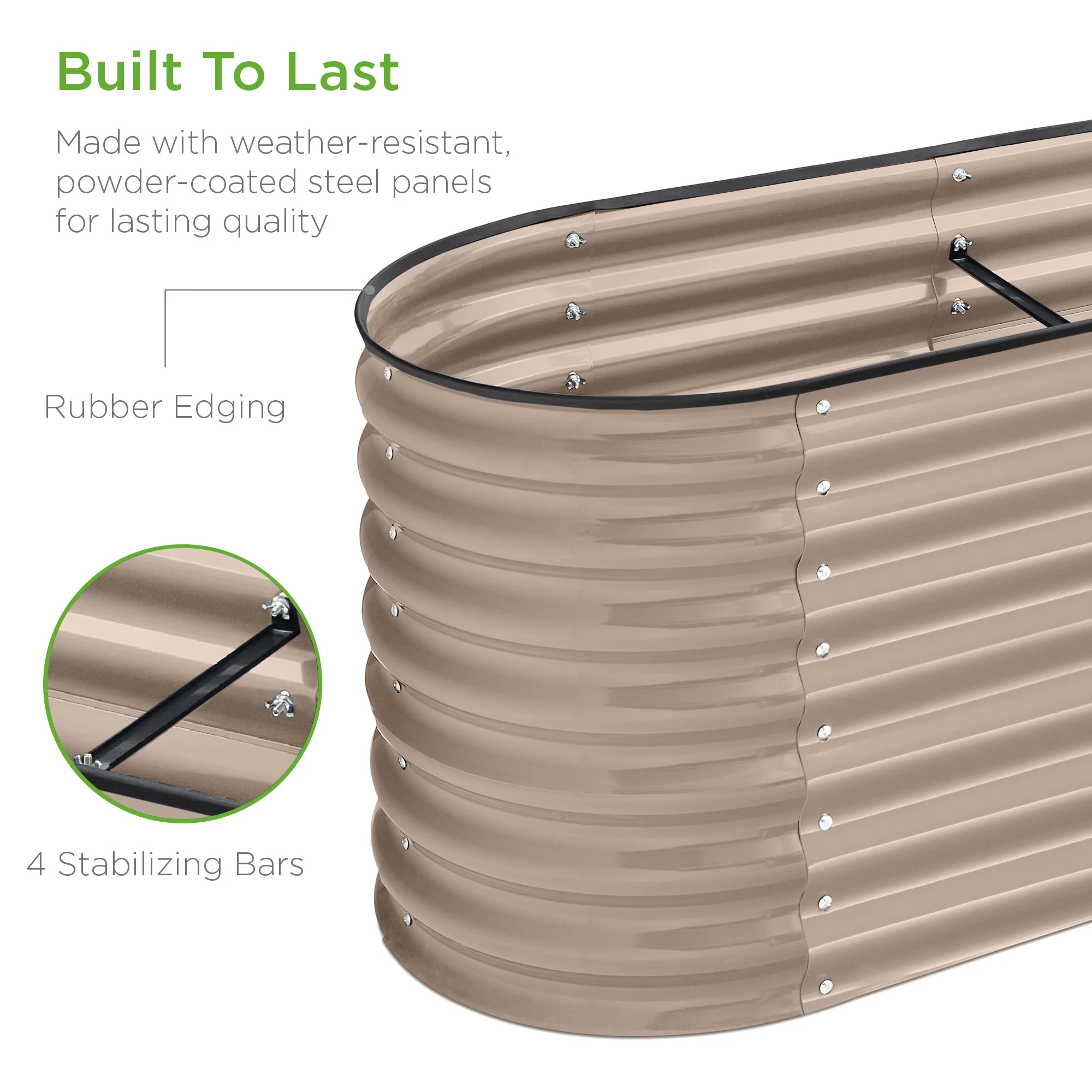 Metal Raised Garden Bed, Oval Outdoor Planter Box for Vegetables - 8x2x2ft - Image 40