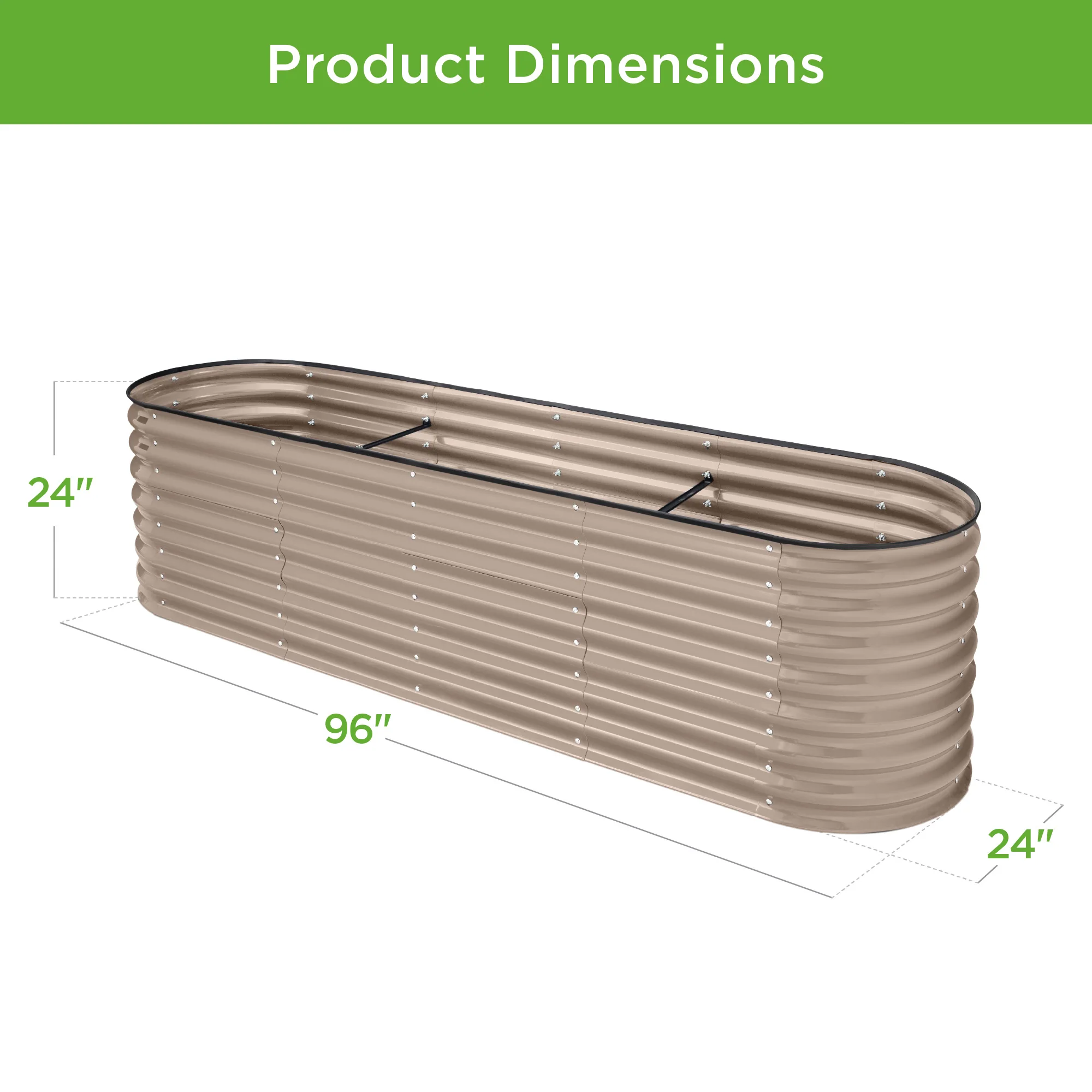 Metal Raised Garden Bed, Oval Outdoor Planter Box for Vegetables - 8x2x2ft - Image 42