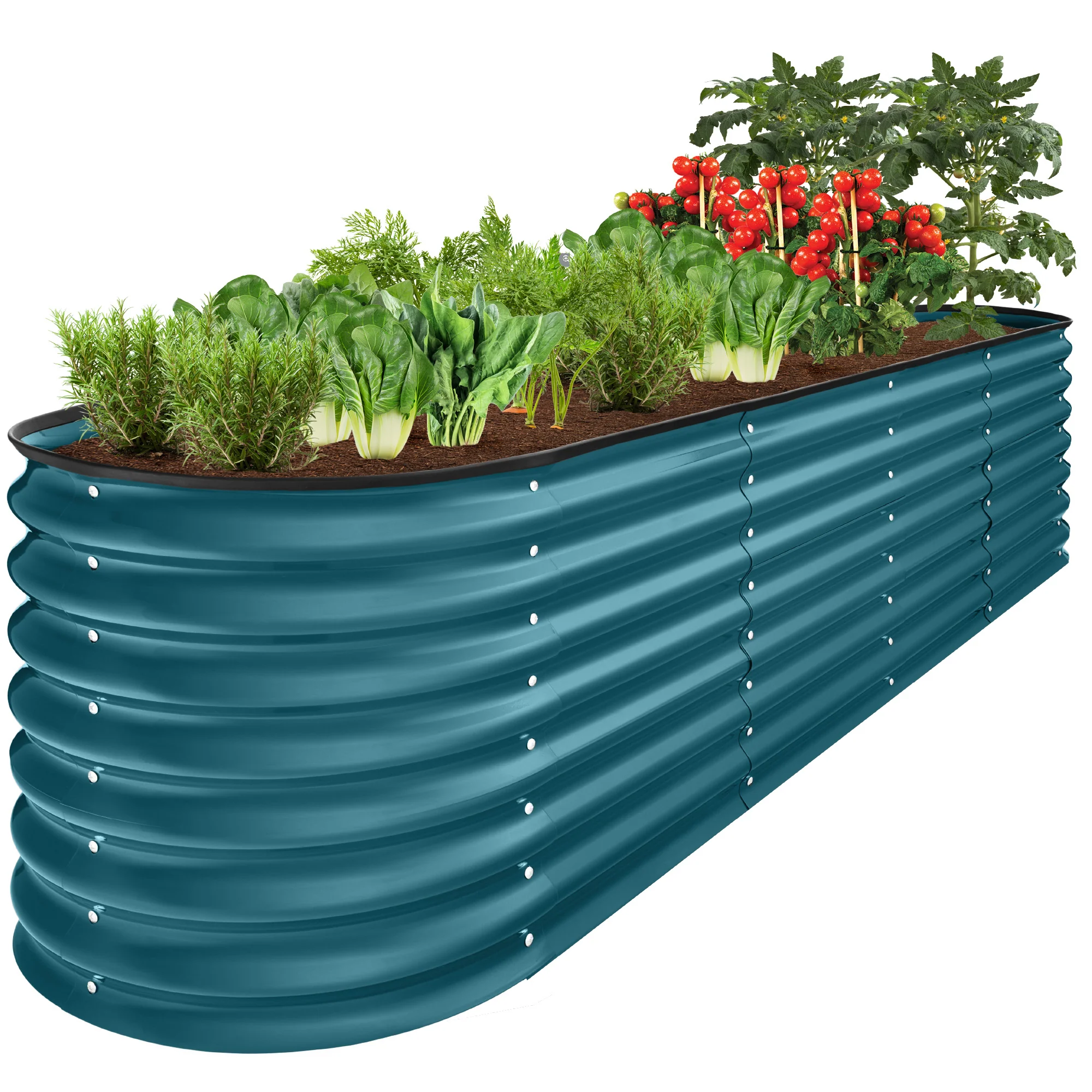 Metal Raised Garden Bed, Oval Outdoor Planter Box for Vegetables - 8x2x2ft - Image 43