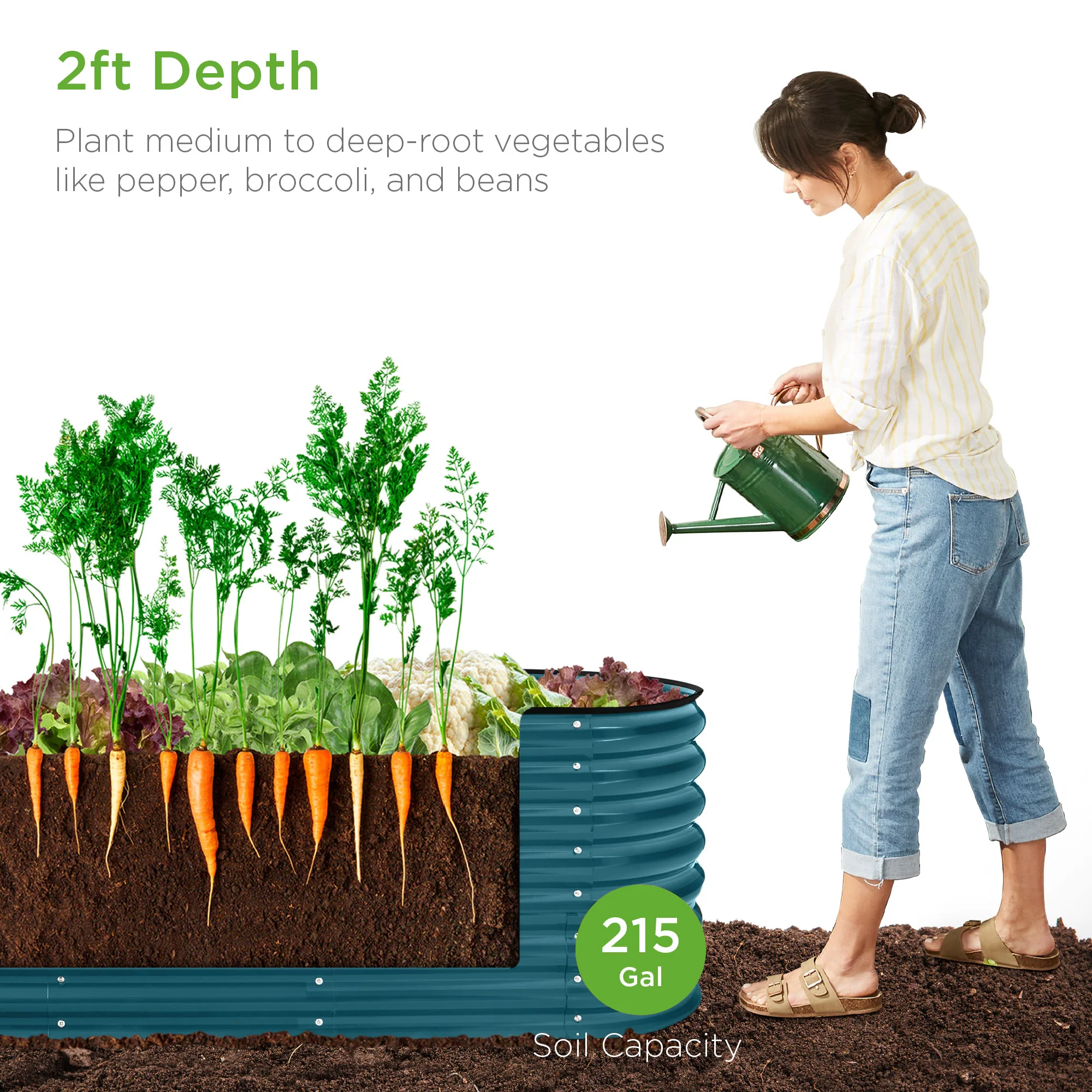 Metal Raised Garden Bed, Oval Outdoor Planter Box for Vegetables - 8x2x2ft - Image 44