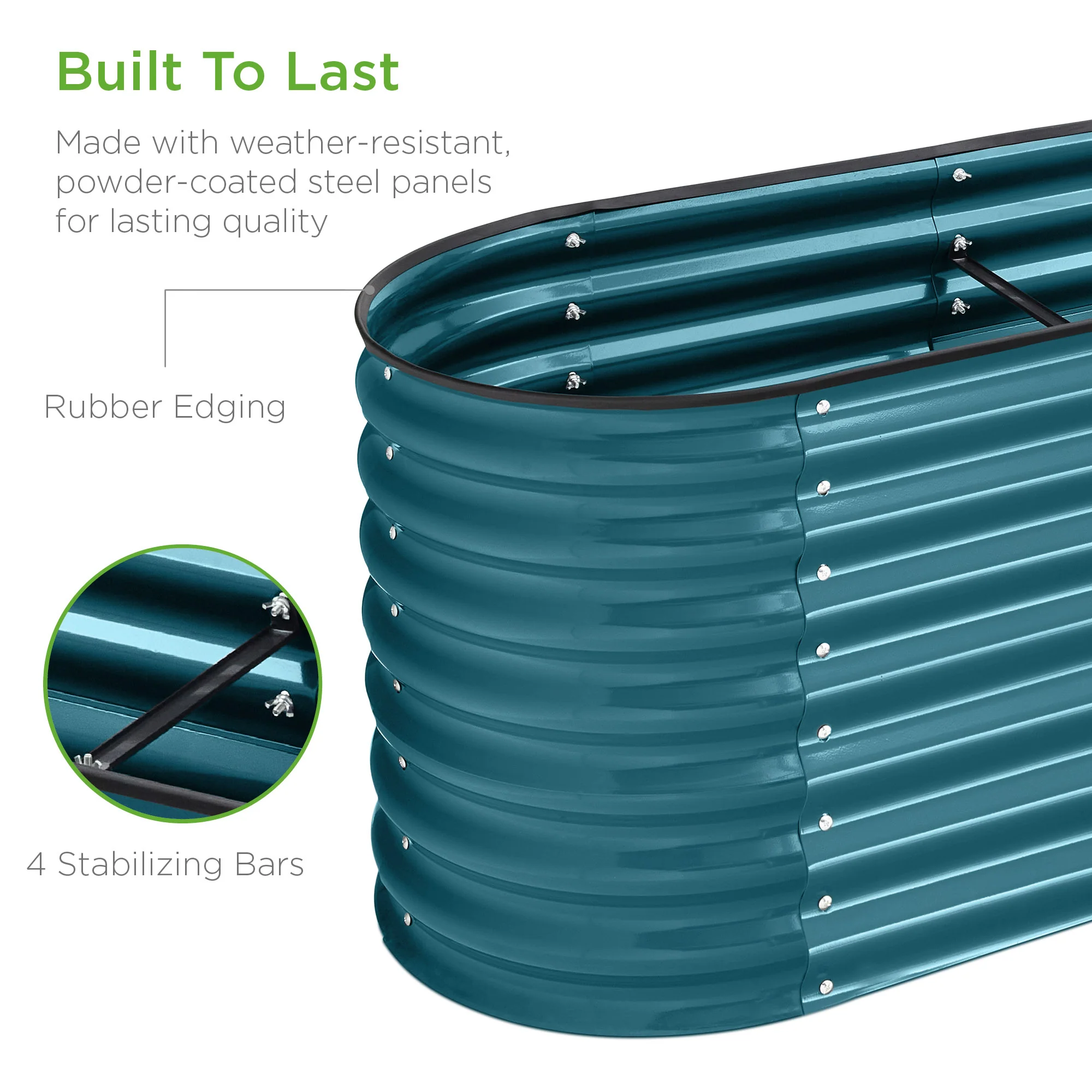 Metal Raised Garden Bed, Oval Outdoor Planter Box for Vegetables - 8x2x2ft - Image 47