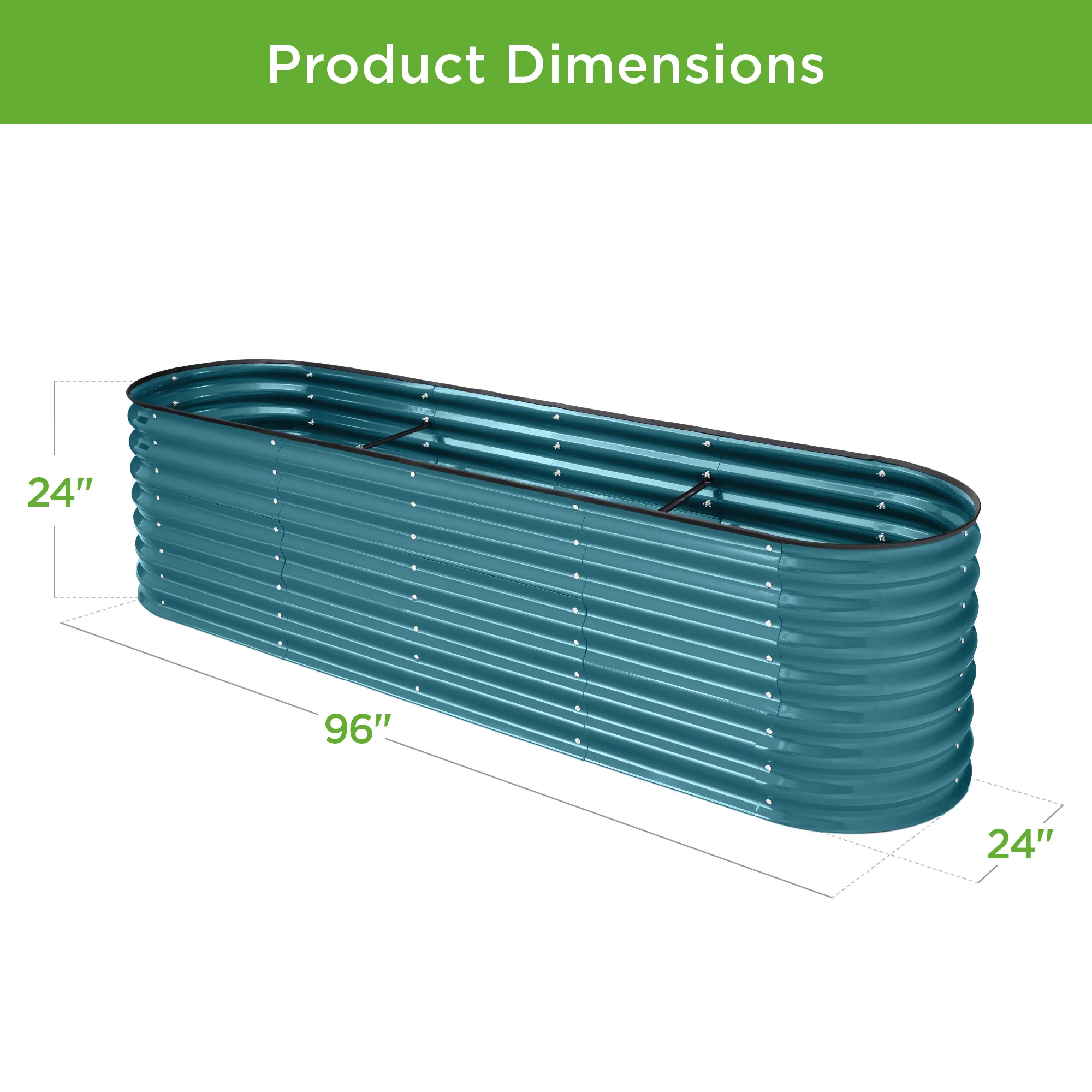 Metal Raised Garden Bed, Oval Outdoor Planter Box for Vegetables - 8x2x2ft - Image 49