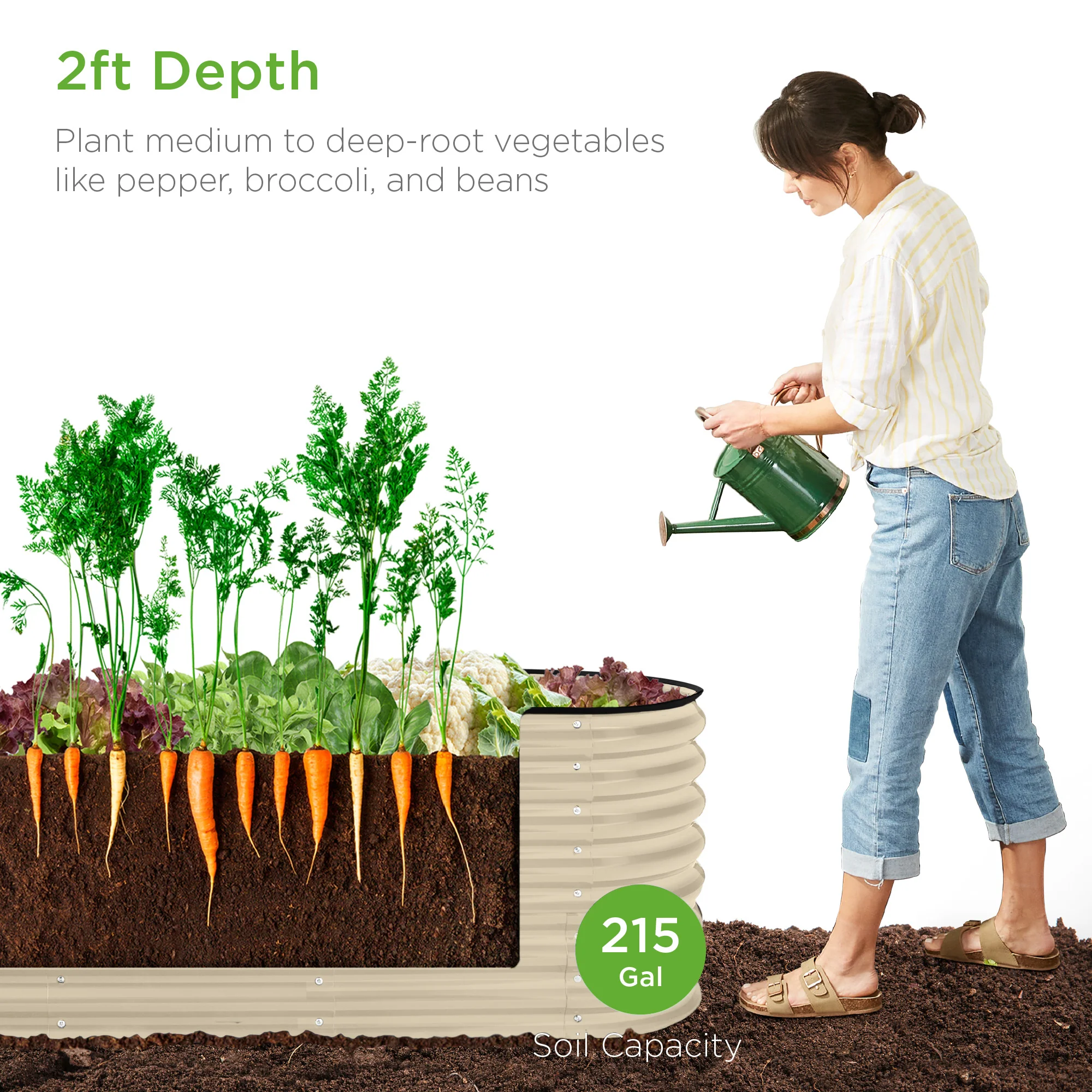 Metal Raised Garden Bed, Oval Outdoor Planter Box for Vegetables - 8x2x2ft - Image 51