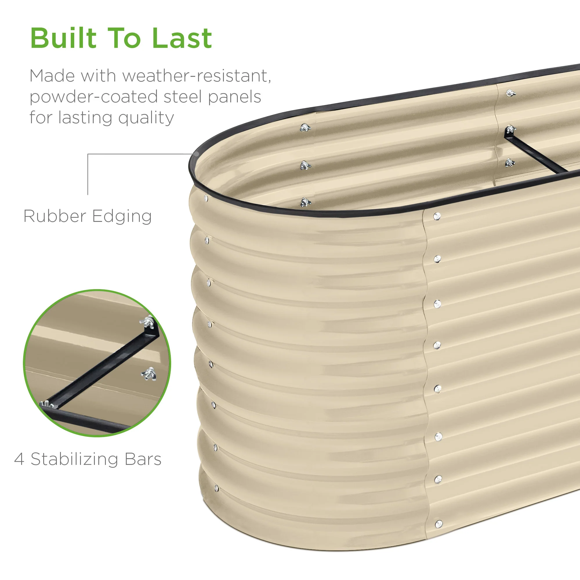 Metal Raised Garden Bed, Oval Outdoor Planter Box for Vegetables - 8x2x2ft - Image 54