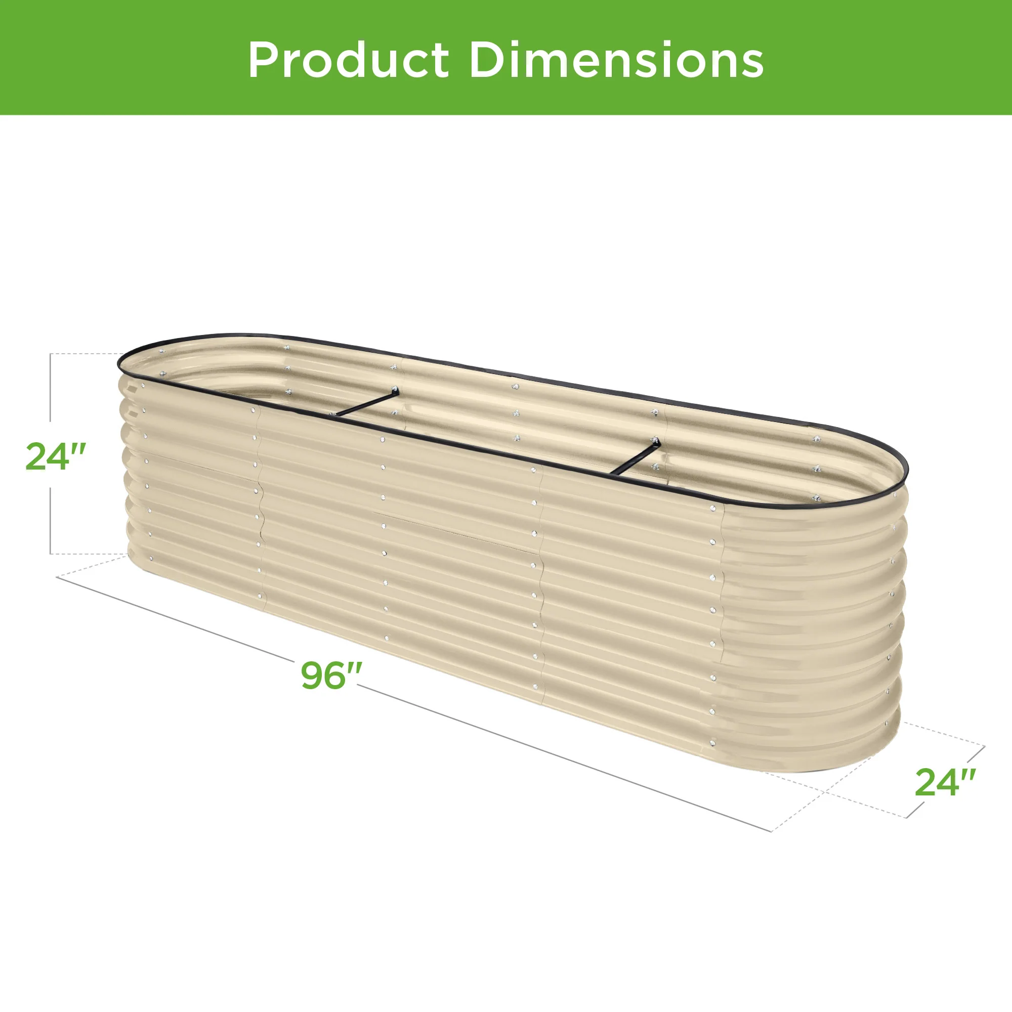 Metal Raised Garden Bed, Oval Outdoor Planter Box for Vegetables - 8x2x2ft - Image 56