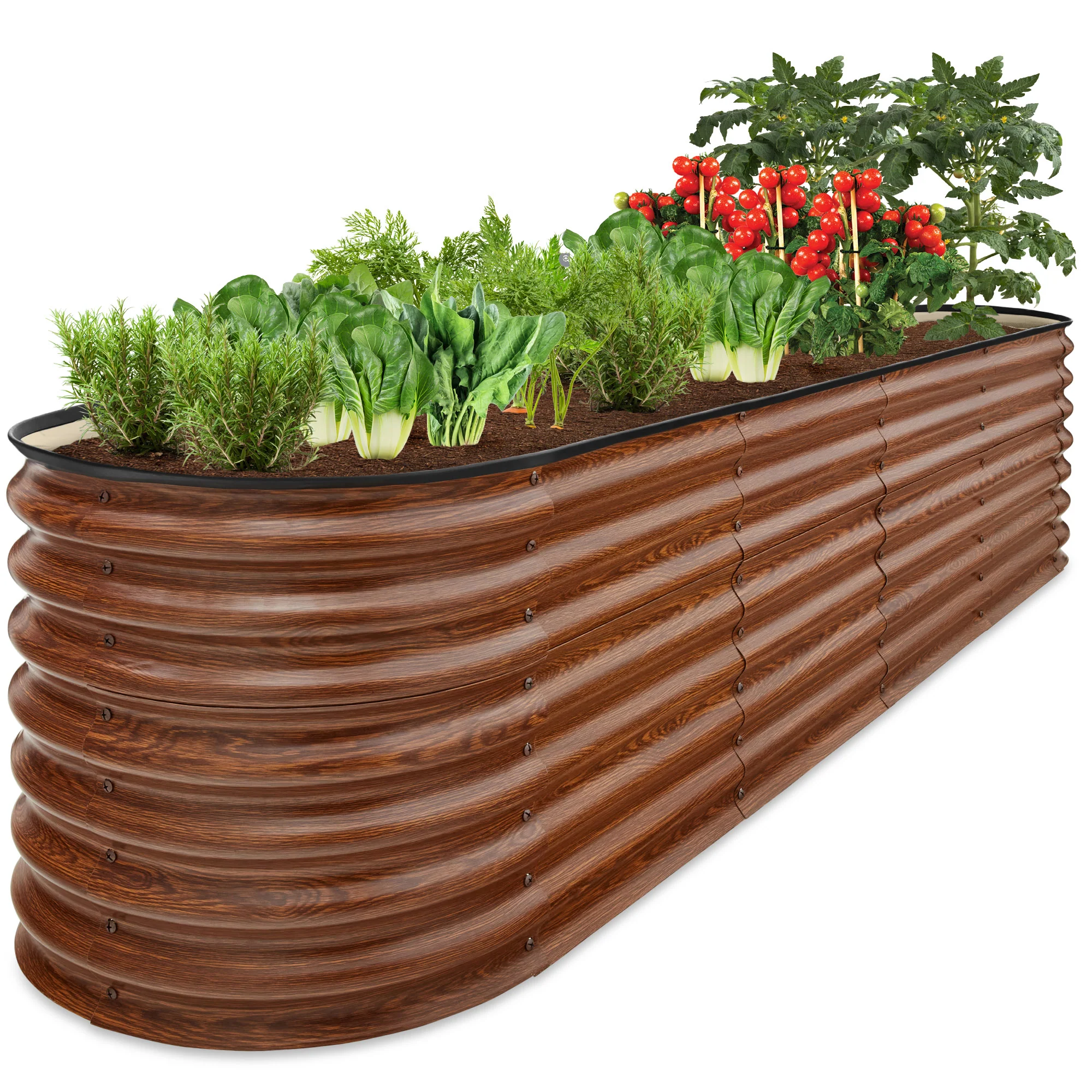 Metal Raised Garden Bed, Oval Outdoor Planter Box for Vegetables - 8x2x2ft - Image 8