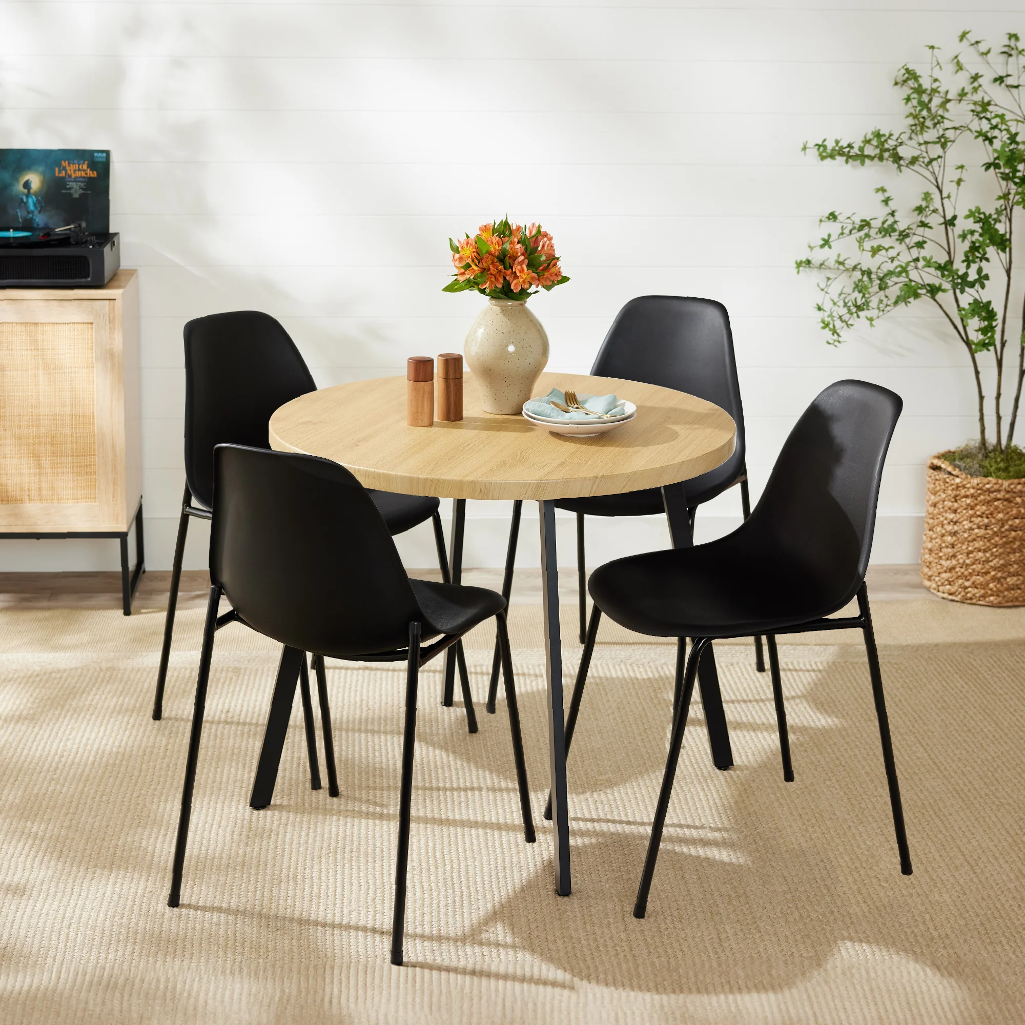 Mid-Century Modern Round Dining Table w/ Adjustable Feet - 35.5in - Image 10