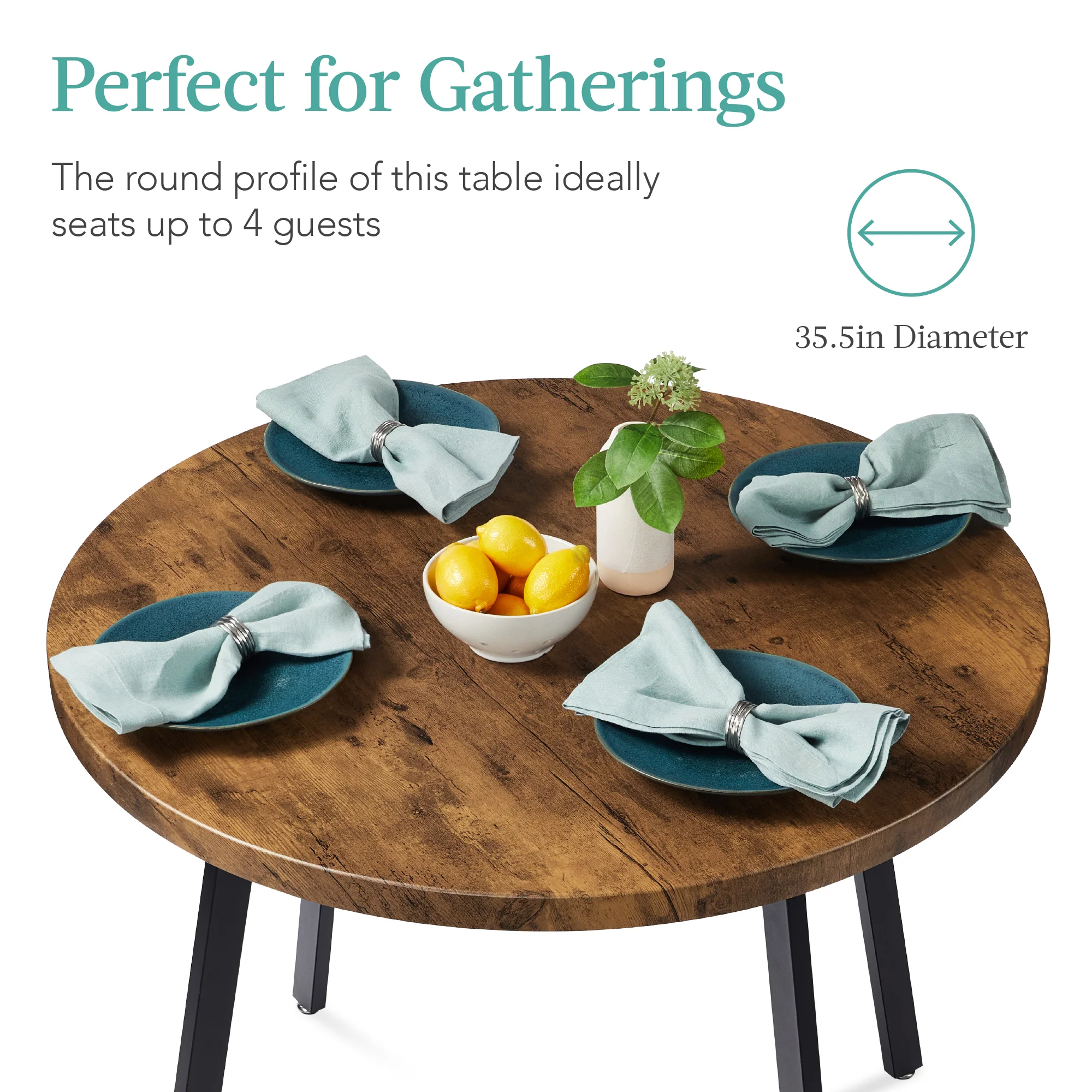 Mid-Century Modern Round Dining Table w/ Adjustable Feet - 35.5in - Image 16