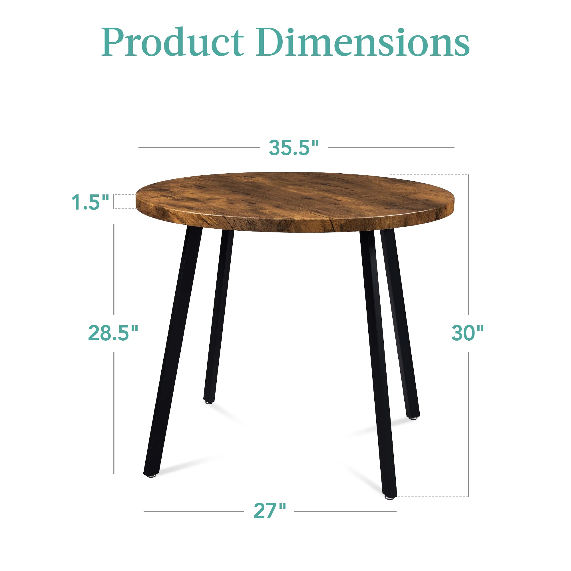 Mid-Century Modern Round Dining Table w/ Adjustable Feet - 35.5in - Image 21